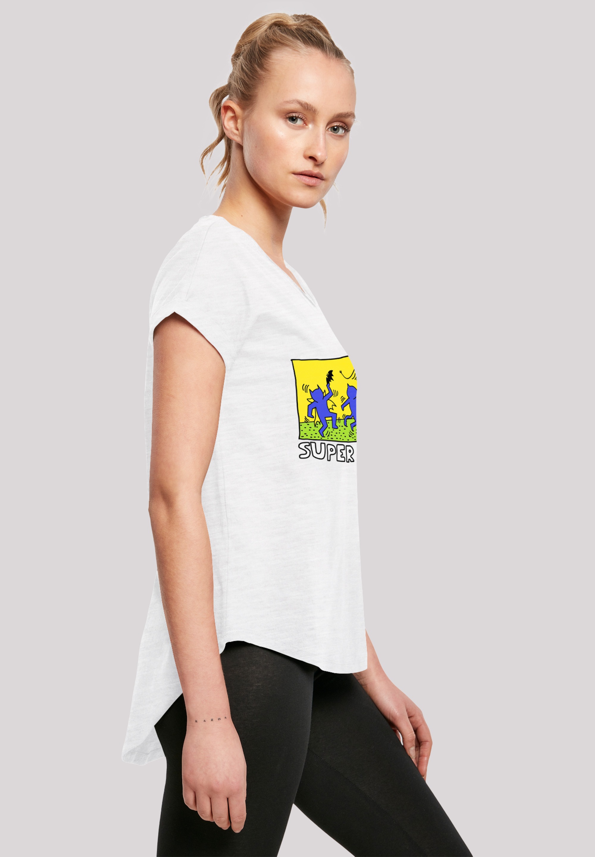 F4NT4STIC Kurzarmshirt »F4NT4STIC Damen Batman Pop Art -WHT with Ladies Long Slub Tee«, (1 tlg.)