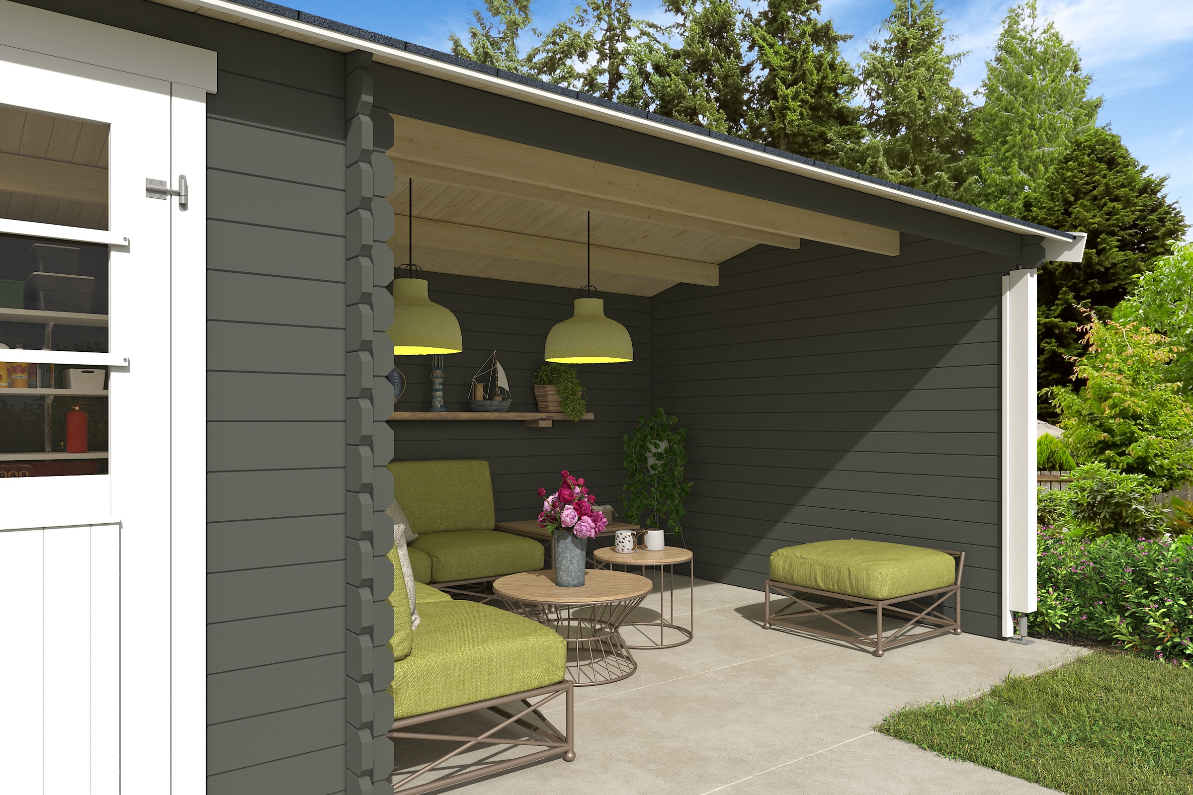 Nordic Holz Gartenhaus-Seitenwand "Serien Tampa, St.Louis, Novia Polus, Jel günstig online kaufen