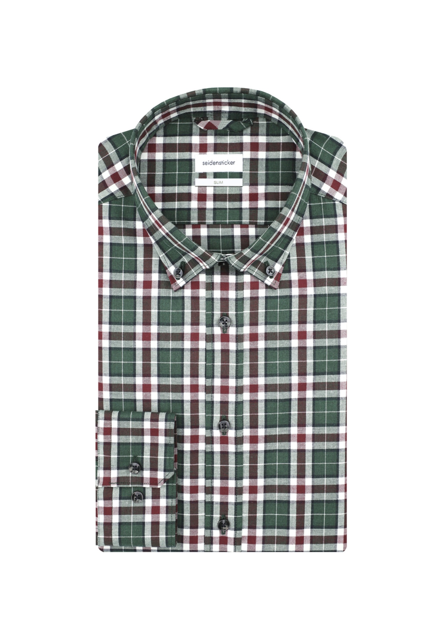 seidensticker Flanellhemd »Slim«, Slim Langarm Button-Down-Kragen Karo