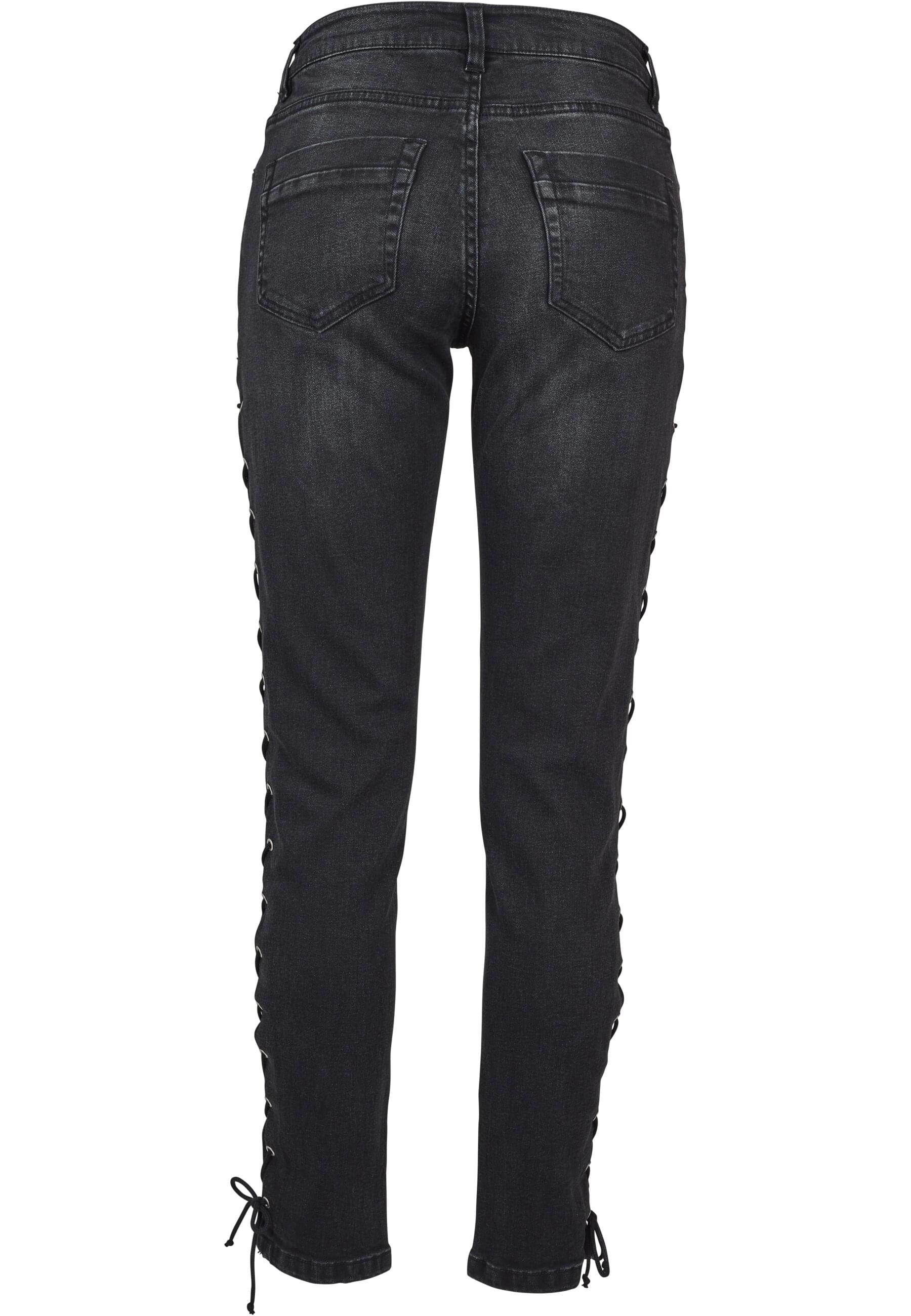 URBAN CLASSICS Bequeme Jeans »Urban Classics Damen Ladies Denim Lace Up Skinny Pants«, (1 tlg.)