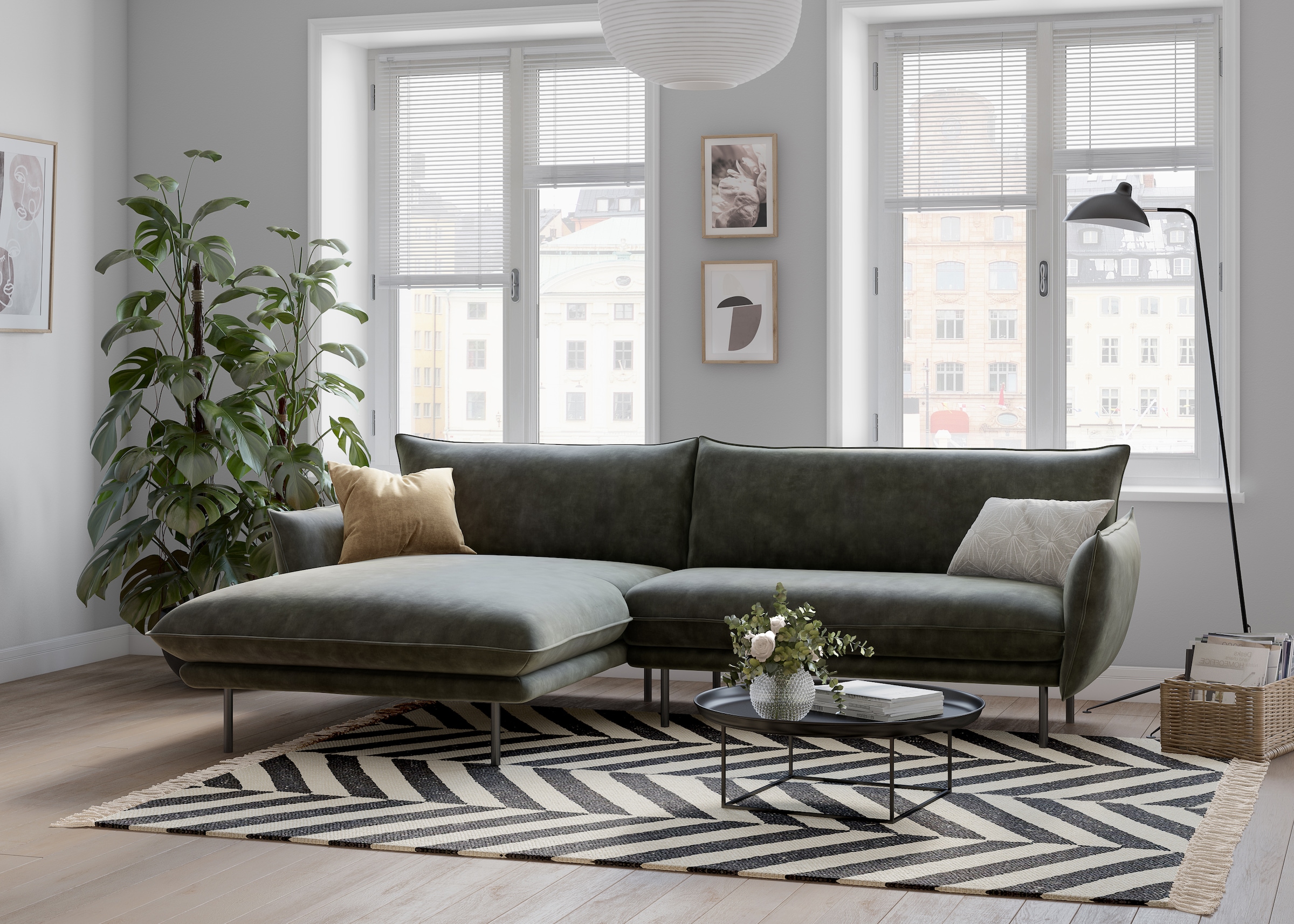 OTTO home Ecksofa "Stine L-Form" Besonderes Design durch Kissenoptik und Keder