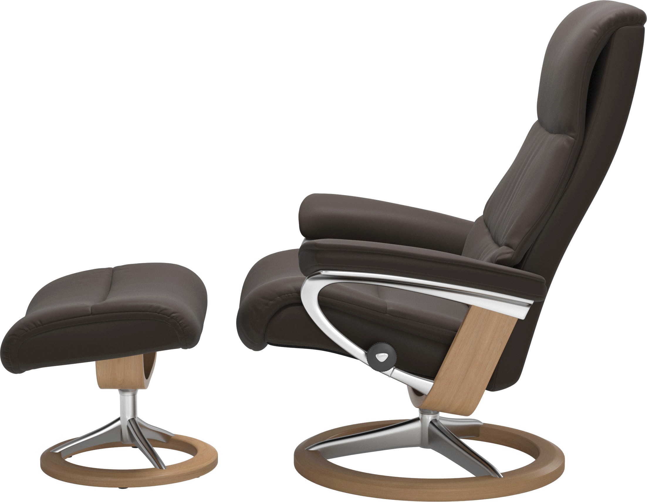 Stressless® Relaxsessel »View«, (Set, Relaxsessel mit Hocker), mit Signature Base, Größe M,Gestell Eiche