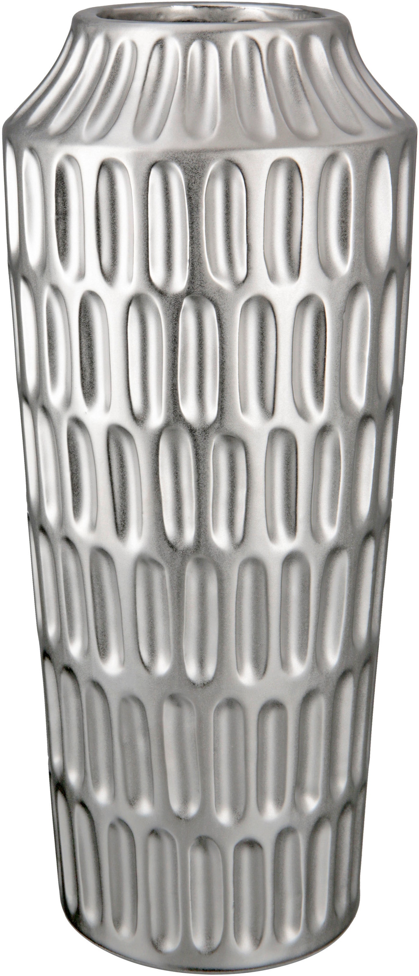 GILDE Tischvase "Metallico, Höhe ca. 37 cm", (1 St.), dekorative Vase aus Keramik, Blumenvase