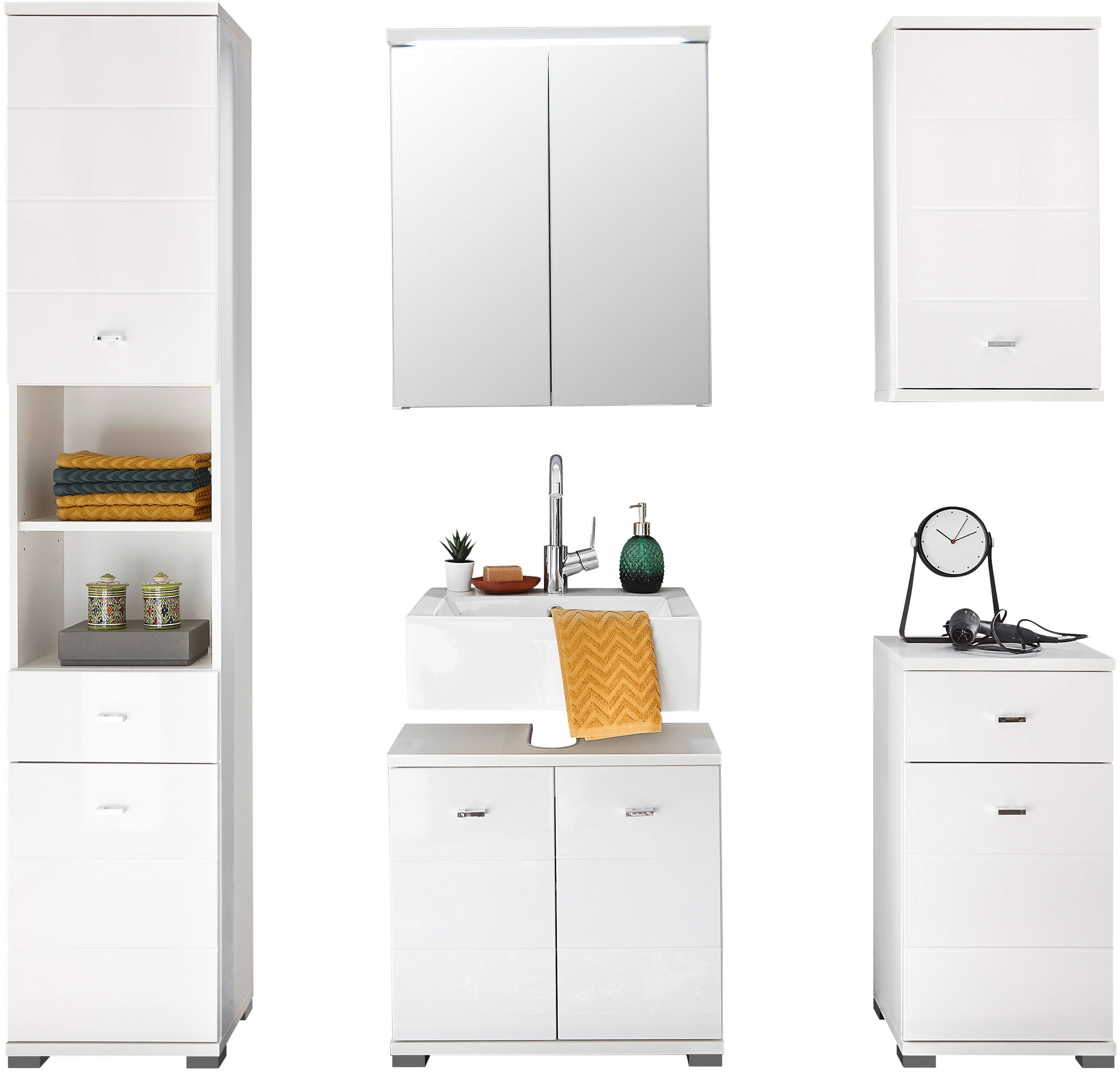 BASIC by Balculina Spiegelschrank »Pool, Badezimmerschrank BxHxT 60x68x20«, (1 St.), Breite 60cm, Tür L/R montierbar