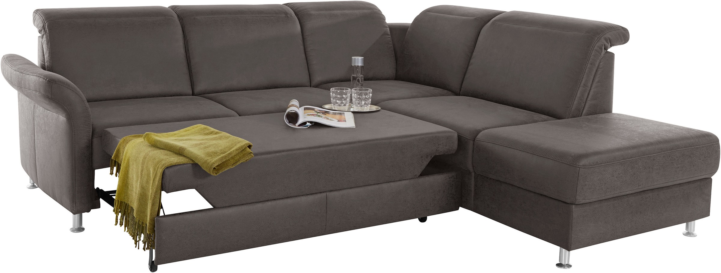sit&more Ecksofa »Darwin L-Form«, inklusive Federkern, wahlweise mit Kopfteilverstellung, Bettfunktion