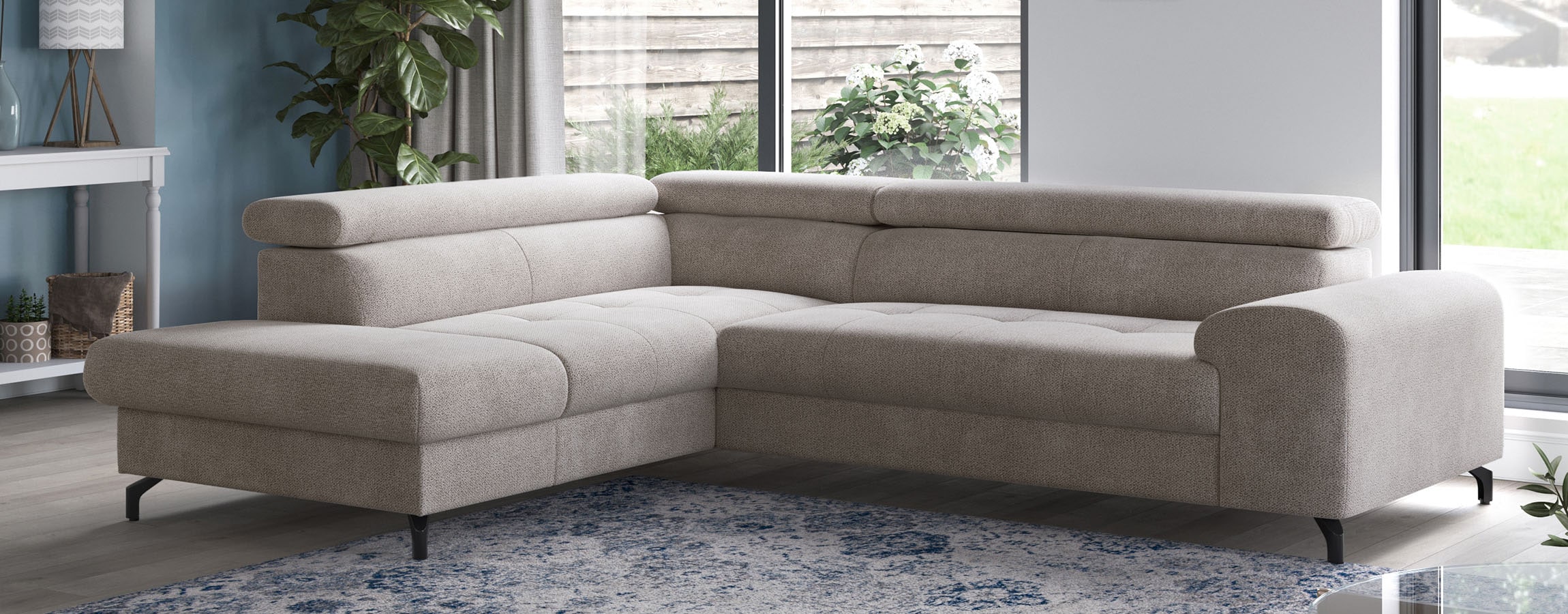 COTTA Ecksofa "Aura L-Form, B: 260 cm, inkl. Schlaffunktion, 3 verstellbare" Kopfteile, extra Bettkasten, Fußhöhe 12cm, Liegefläche 176x123cm
