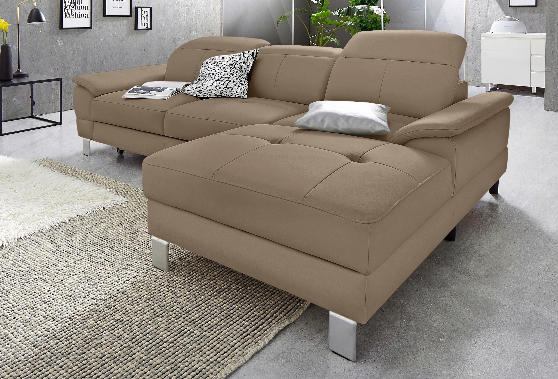 exxpo - sofa fashion Ecksofa »Mantua 2, inkl. Kopf- bzw. Rückenverstellung, bequem, L-Form«, wahlweise mit Bettfunktion und Bettkasten, tolle Verarbeitungsdetails