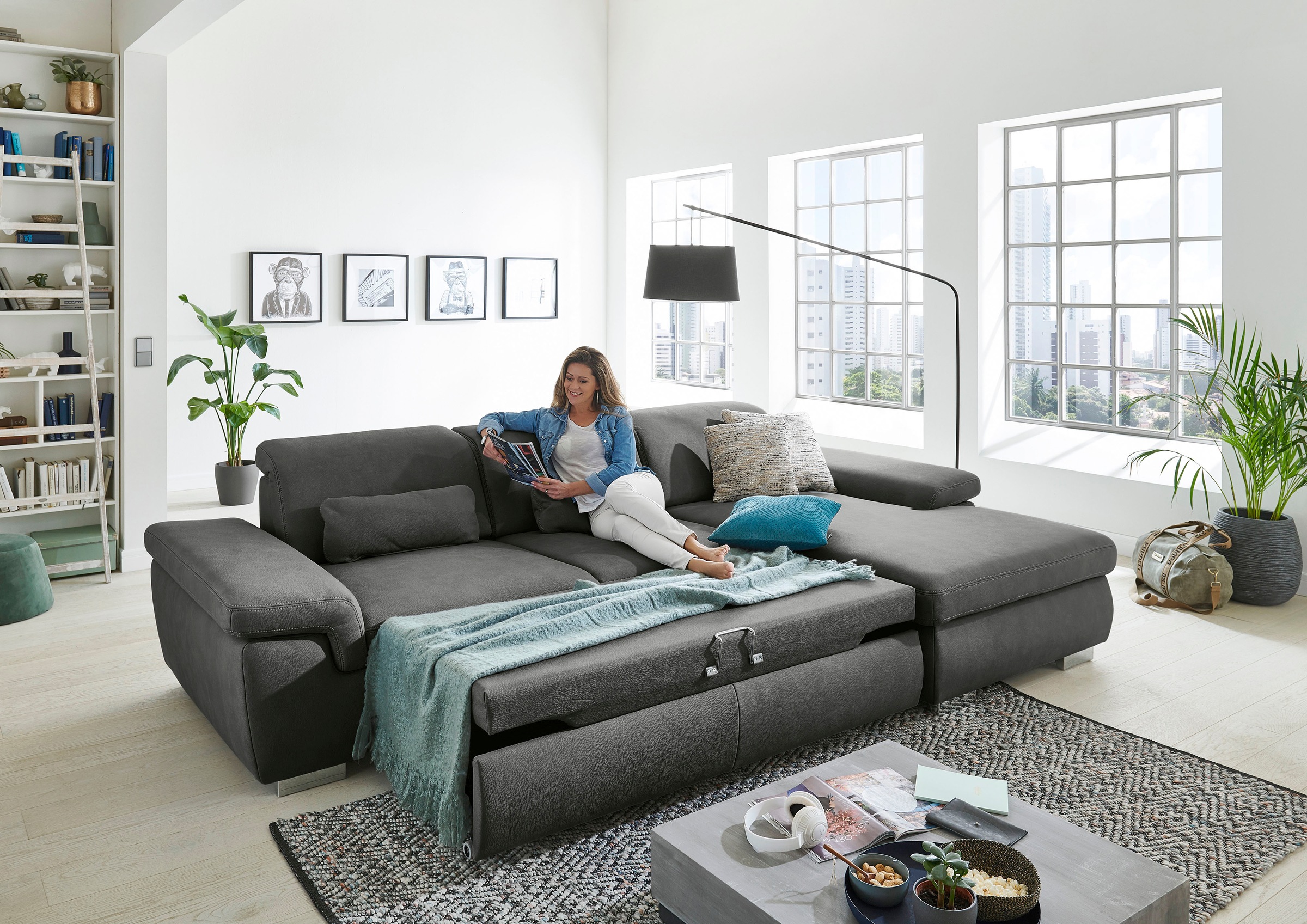 Die PlanBar Ecksofa »MP-IN17041 L-Form«, mit Sitztiefenverstellung, optional Kopfteilverstellung & Bettfunktion