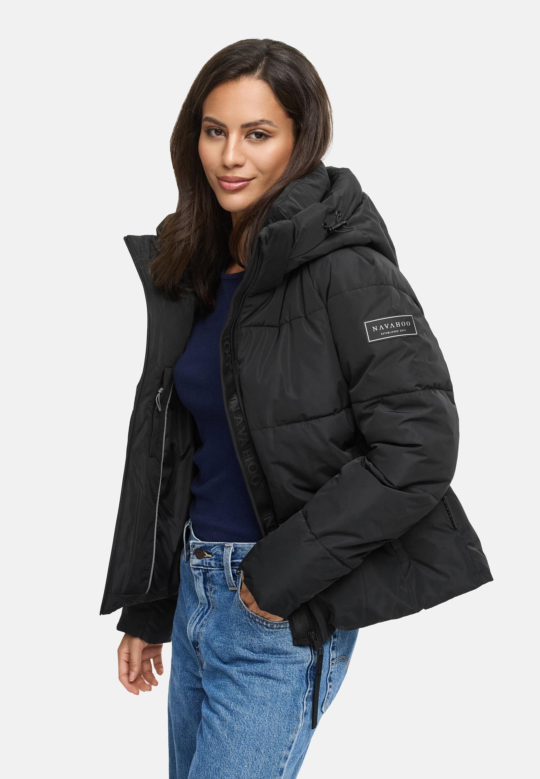 Navahoo Steppjacke »Frostherz XIV«, mit Kapuze, Kurze gesteppte Damen Winterjacke mit abnehmbarer Kapuze