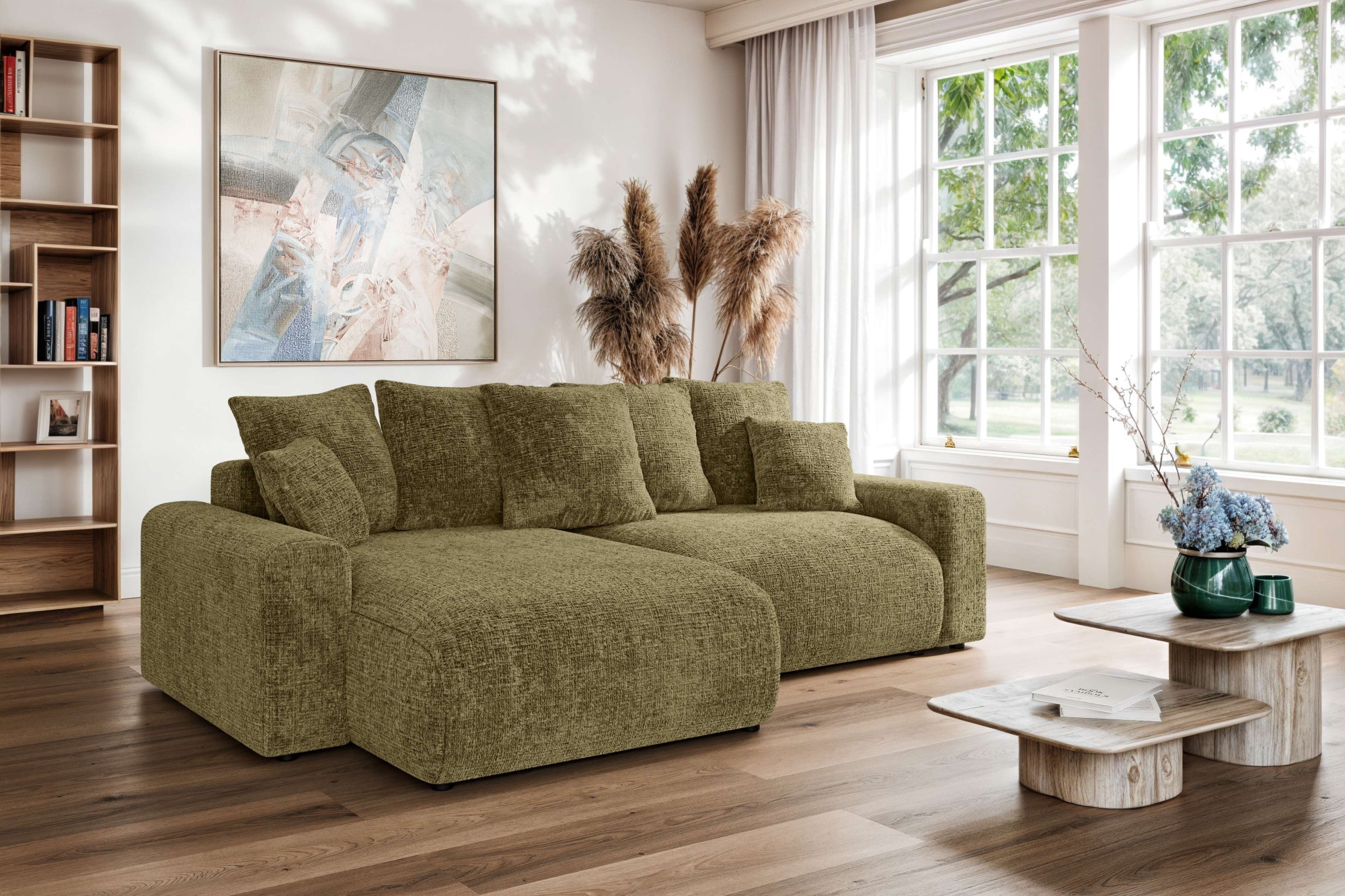 Home affaire Ecksofa »LAKESIDE klein mit Bettfunktion und Bettkasten, B/T/H 235/142/84 cm«, L-Form, Recamiere beidseitig montierbar, mit Wellenunterfederung