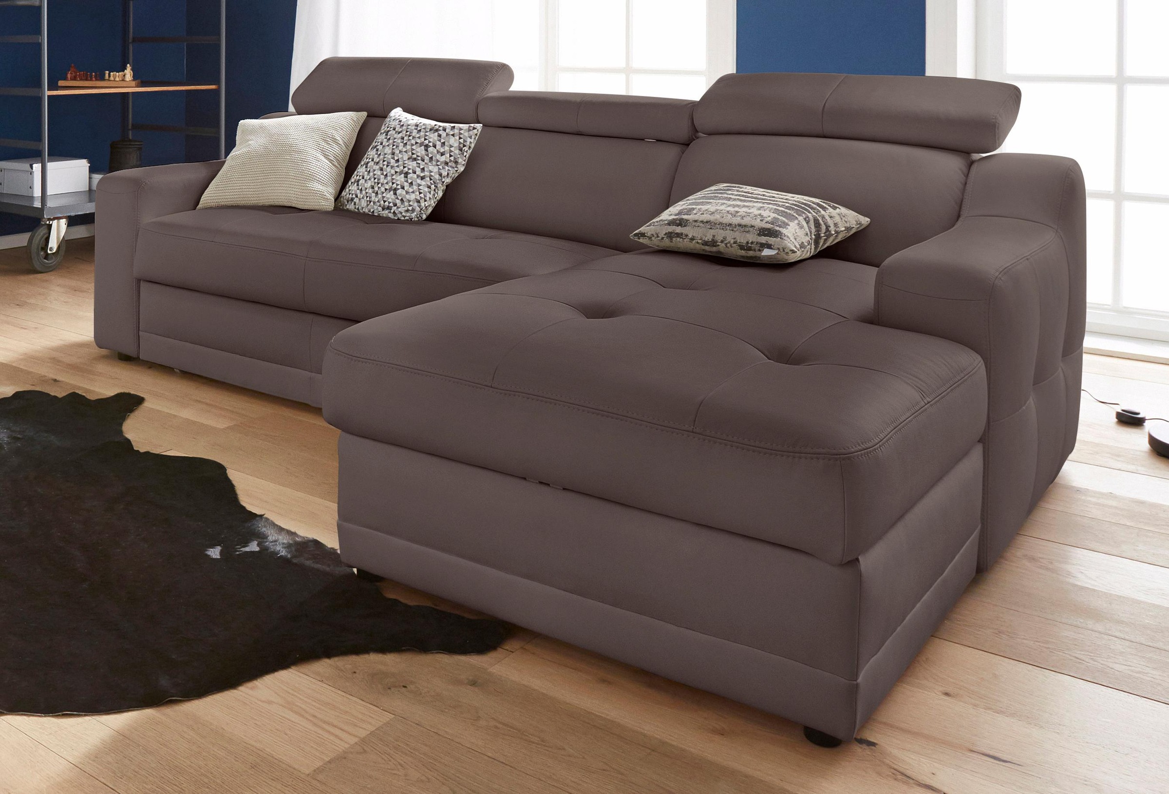 exxpo - sofa fashion Ecksofa »Lotos, bequem und funktionell, L-Form«, mit Kopf- bzw. Rückenverstellung, wahlweise mit Bettfunktion