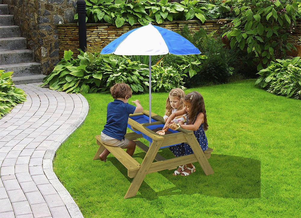 TP Toys Garten-Kindersitzgruppe »TP602«, BxTxH: 95x97x170 cm, Picknick Tisch inkl. Sonnenschirm