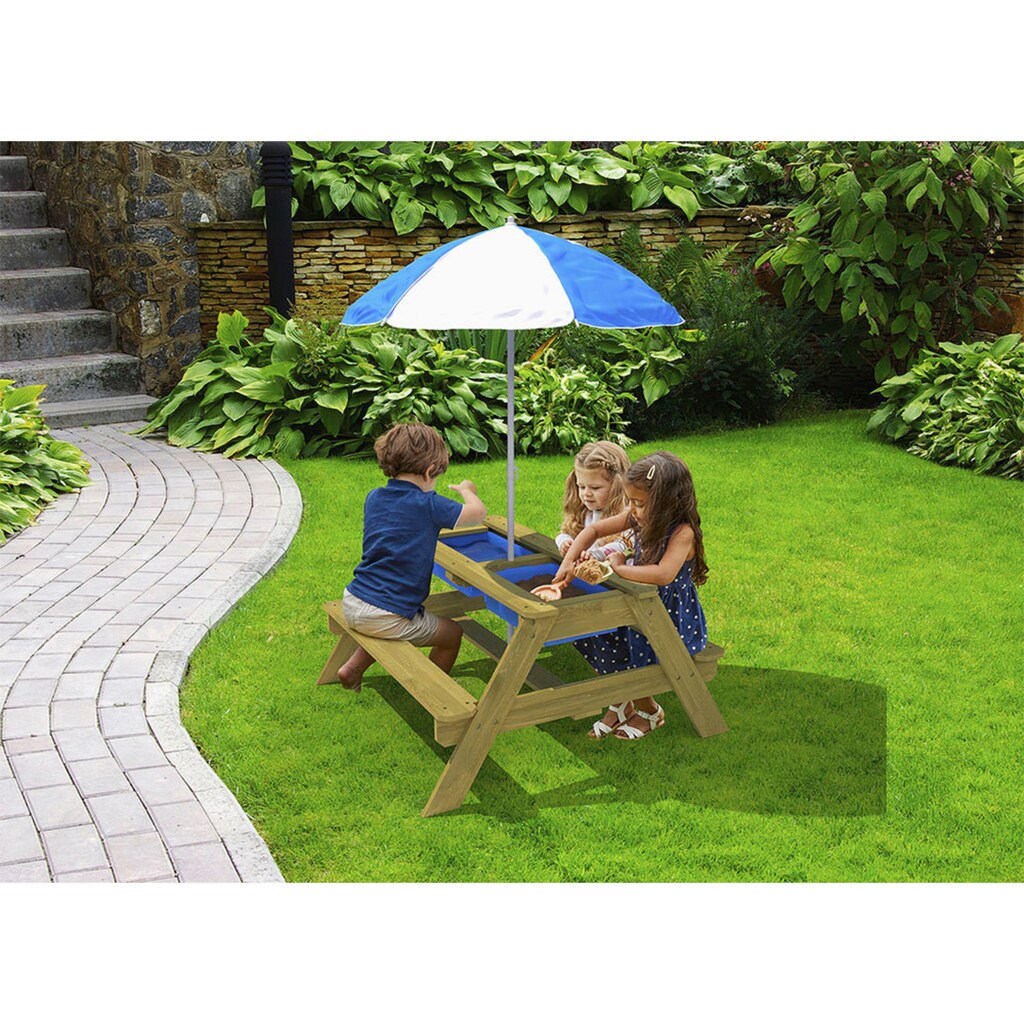 TP Toys Garten-Kindersitzgruppe »TP602«, BxTxH: 95x97x170 cm, Picknick Tisch inkl. Sonnenschirm