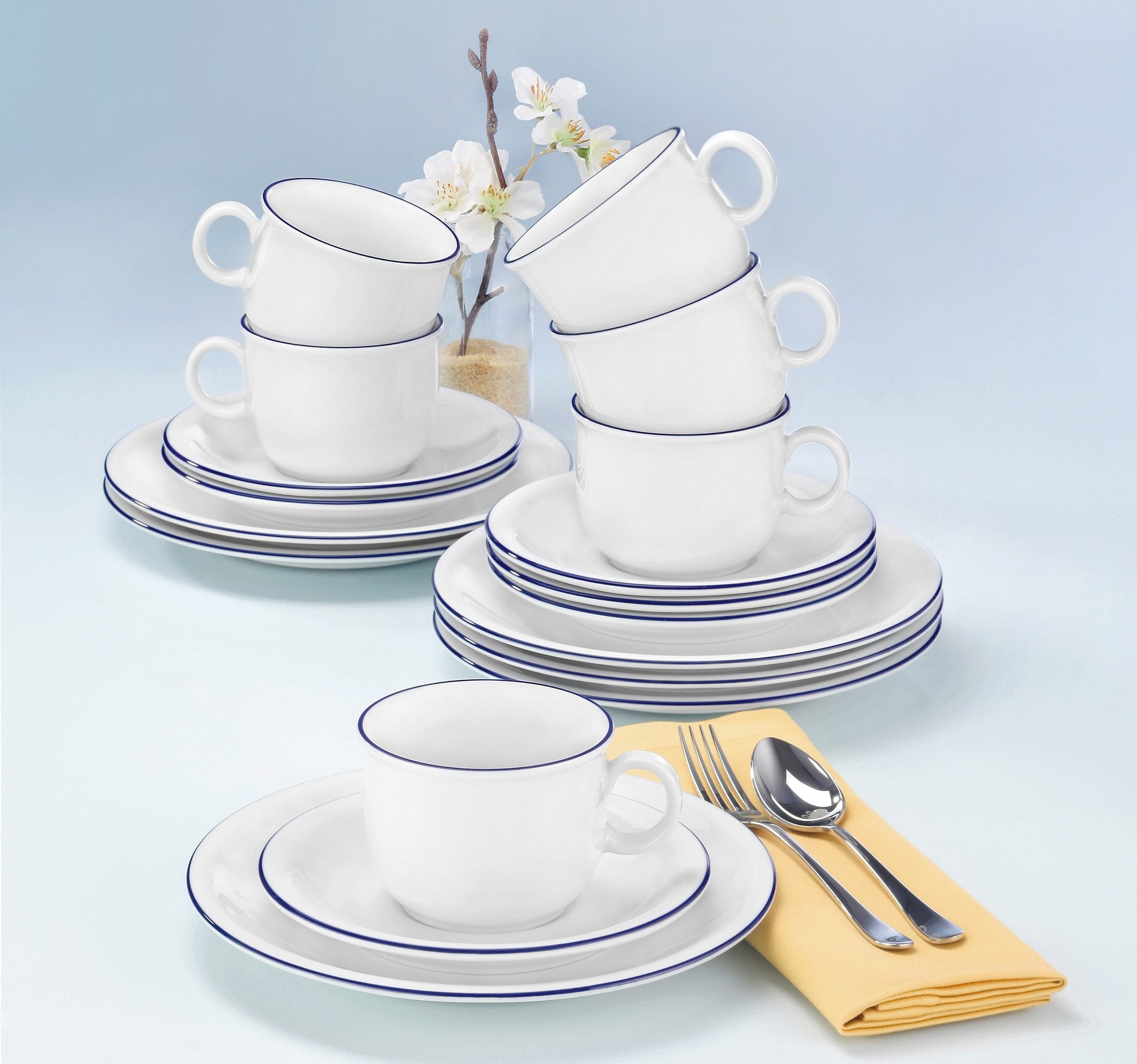 Seltmann Weiden Kaffeeservice »Geschirr-Set, Service Compact Blaurand«, (Set,  18 tlg.), Made in Germany, 18 Teile, für 6 Personen | BAUR