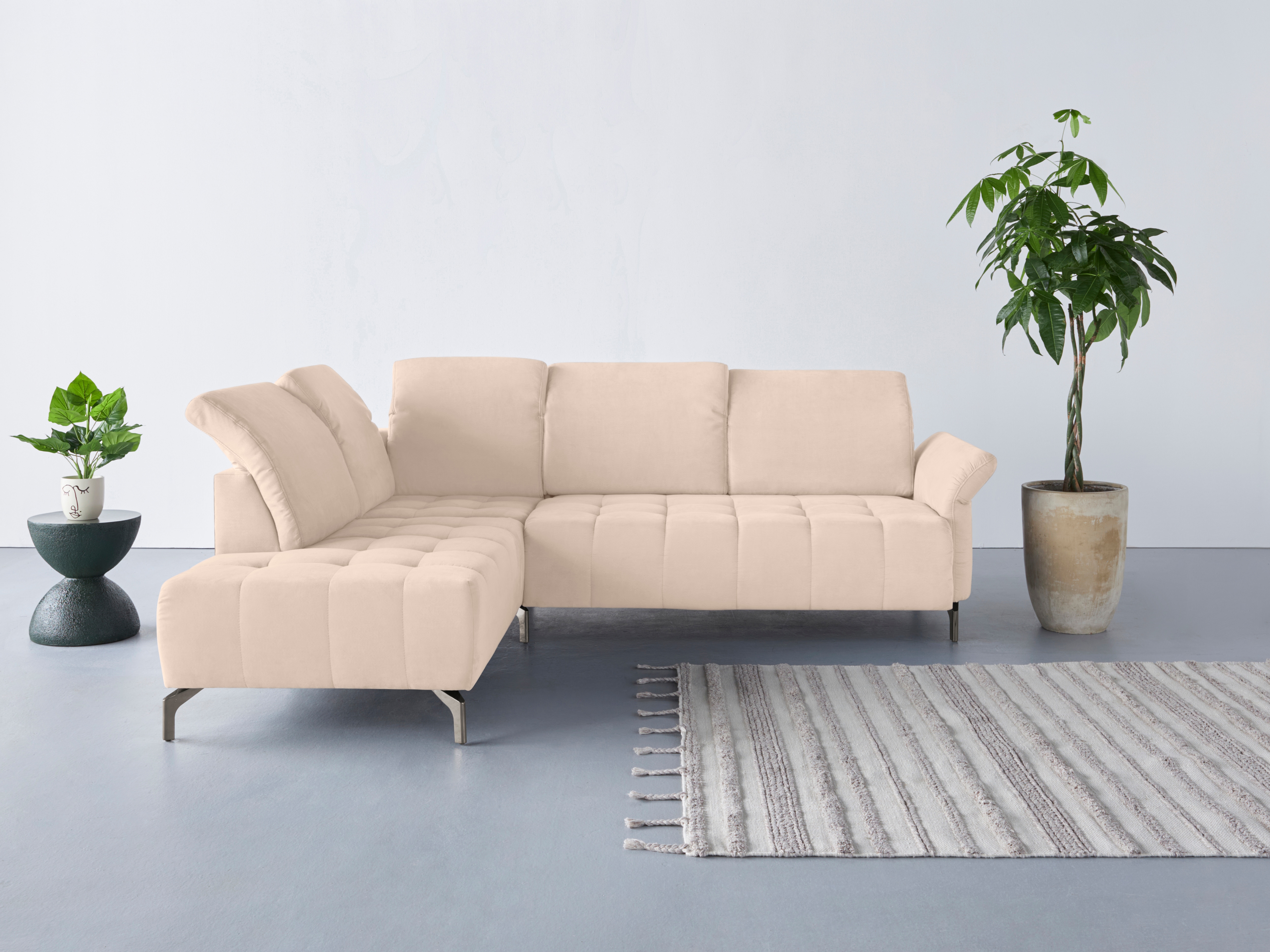 OTTO home Ecksofa "Fresh L-Form" Federkern, wahlweise Kopfteilverstellung und motorischer Vorziehsitz