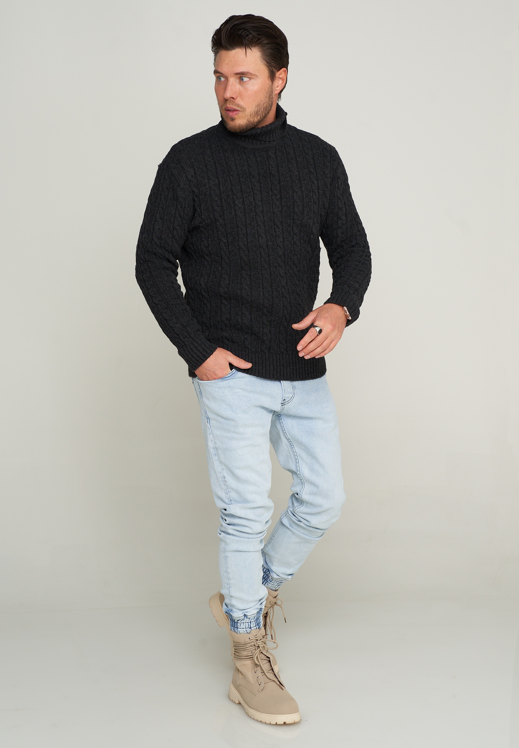 CARISMA Rollkragenpullover »CARISMA Strickpullover CRMUS« Grobstrick Zopf-Muster