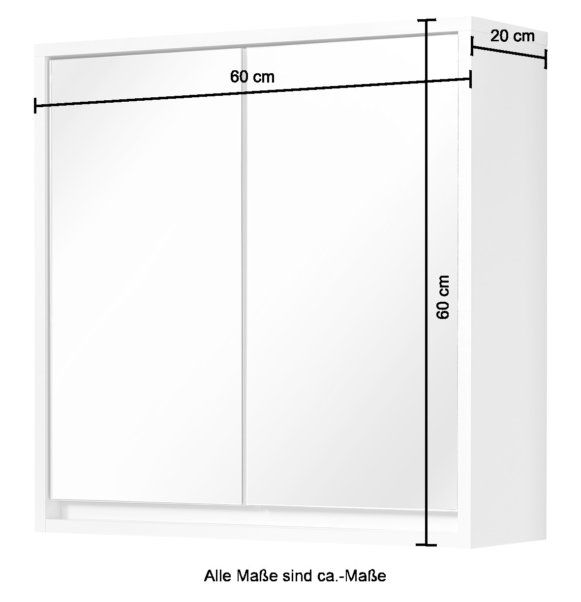 welltime Spiegelschrank »Santorin«, Badezimmerschrank 2-türig, 60x60x20 cm,  weiß bestellen | BAUR