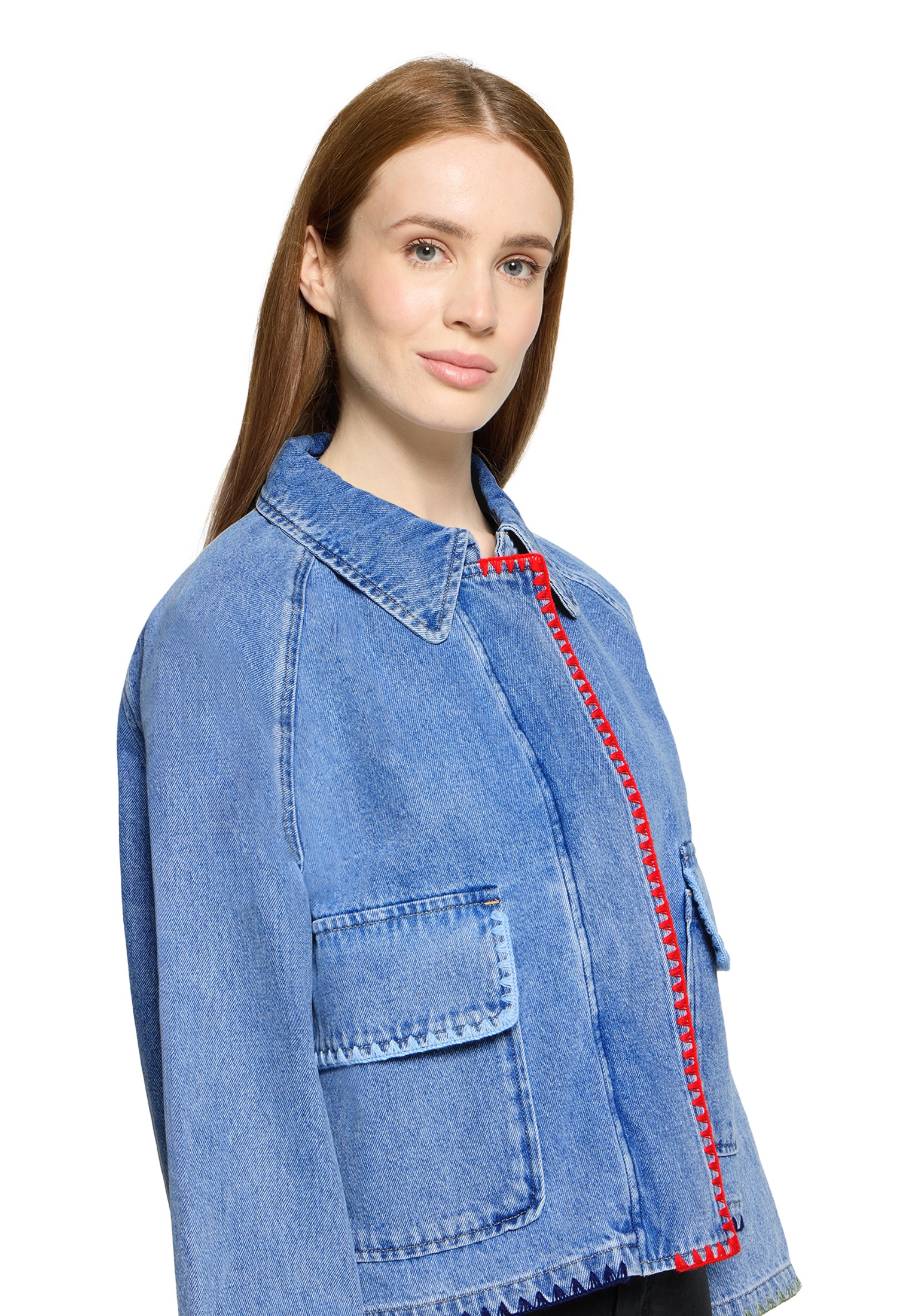 Amber & June Jeansjacke »Damen mit aufgesetzten Taschen«