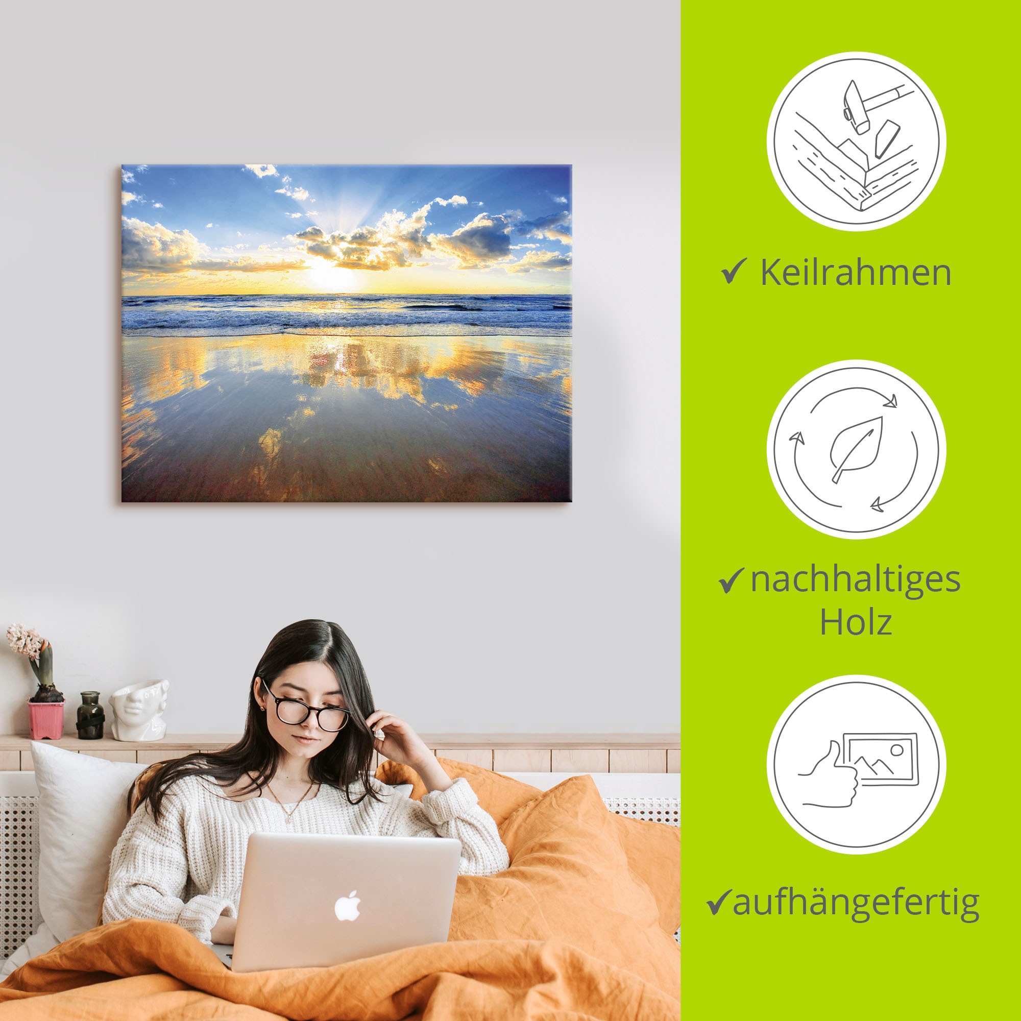 Artland Wandbild »Sonnenaufgang über dem Ozean«, Himmel, (1 St.), als Alubild, Outdoorbild, Leinwandbild, Poster, Wandaufkleber