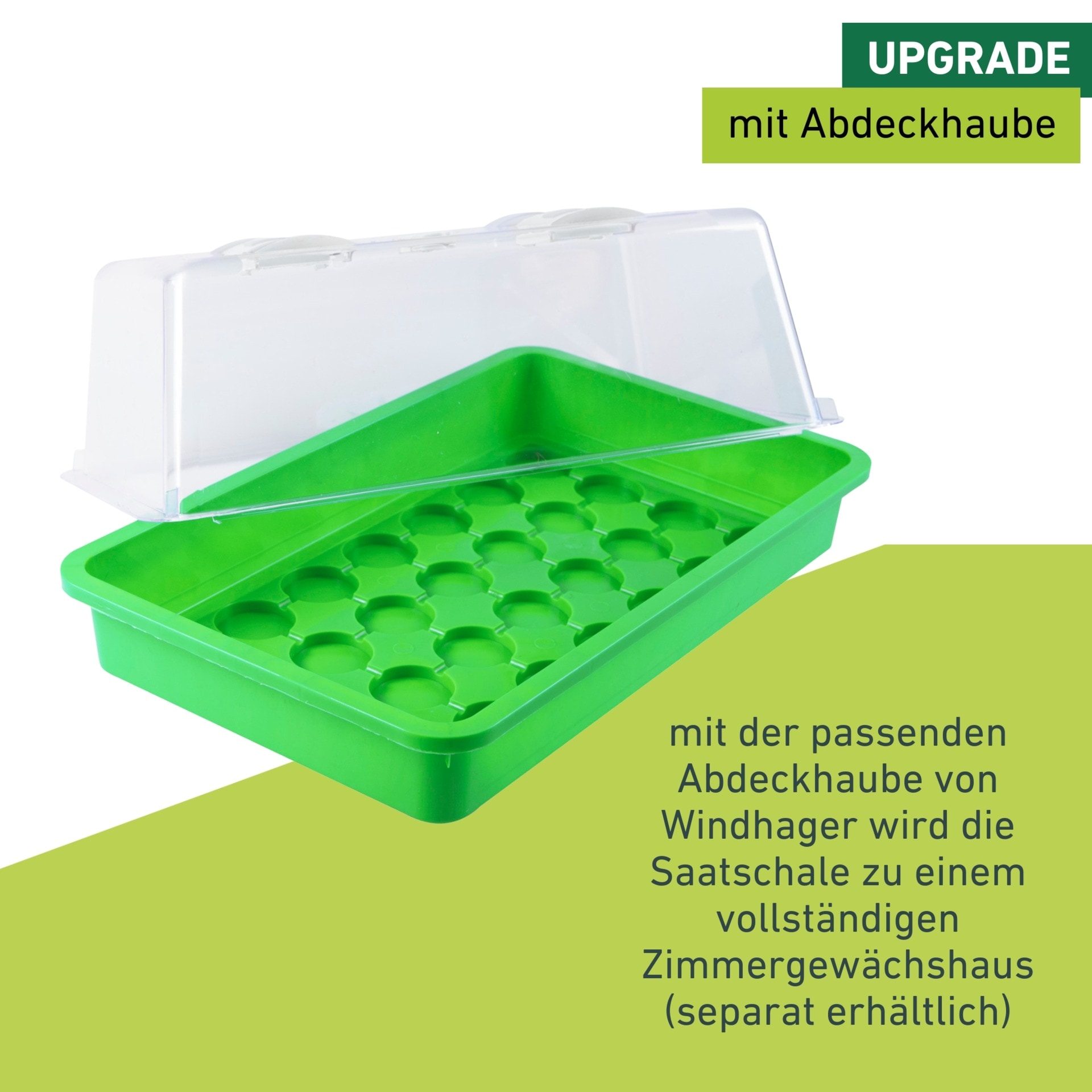 Windhager Gewächshaus »für Gemüse und Blumen, Anzucht Schale« ideal für Innenräume, Terrasse, Balkon, 28 x 24 x 6 cm, grün
