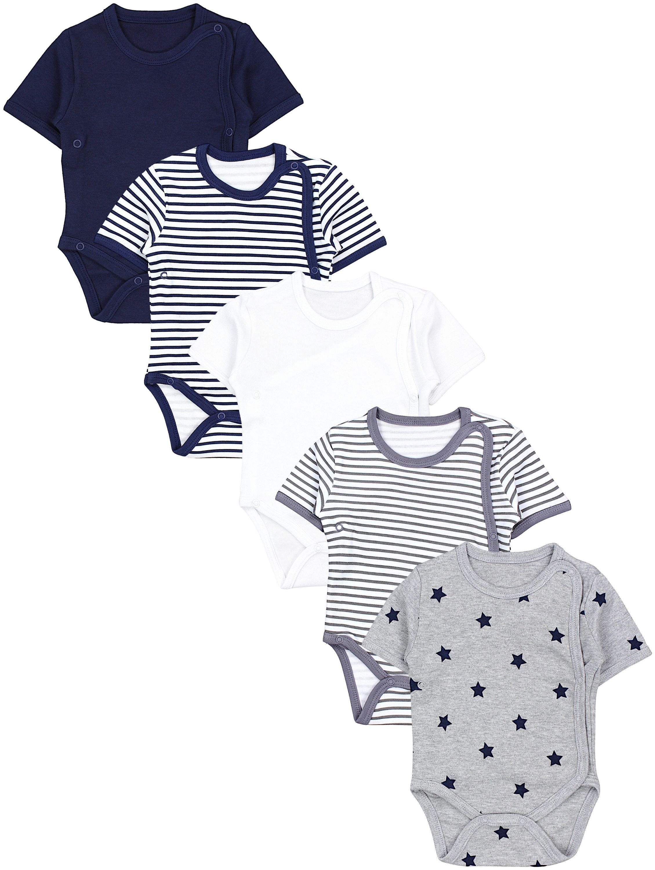 TupTam Kurzarmwickelbody "Wickelbody Baby Jungen Kurzarm Wickelbody 5er Set"