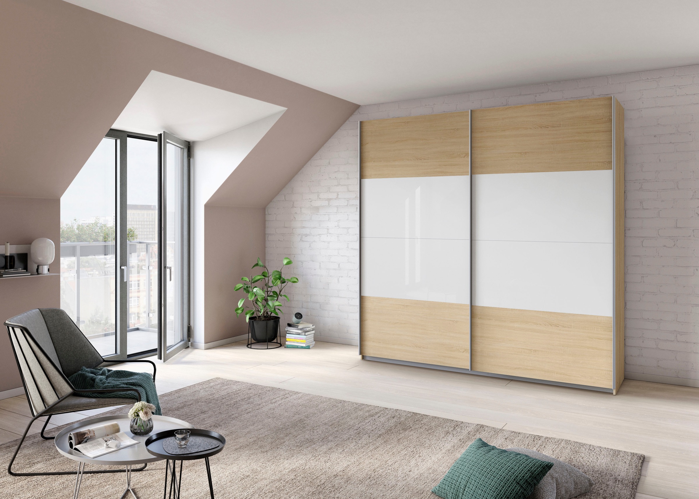 rauch Schwebetürenschrank »Quadra Bestseller Schlafzimmerschrank in vielen Breiten«, Kleiderschrank Garderobenschrank Schrank mit Glaselementen