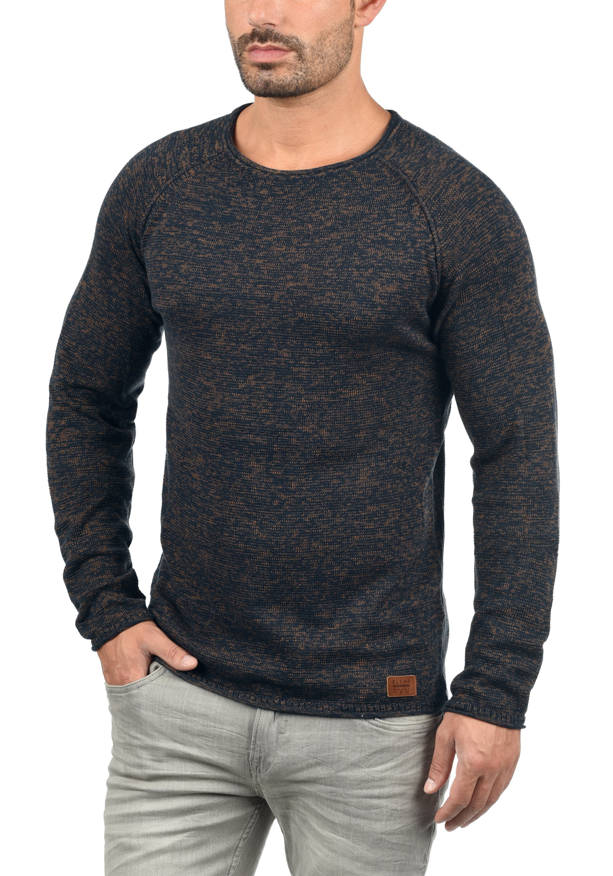 Blend Strickpullover "BHDan", Stilvoller Strickpullover mit aufgerollten Sä günstig online kaufen