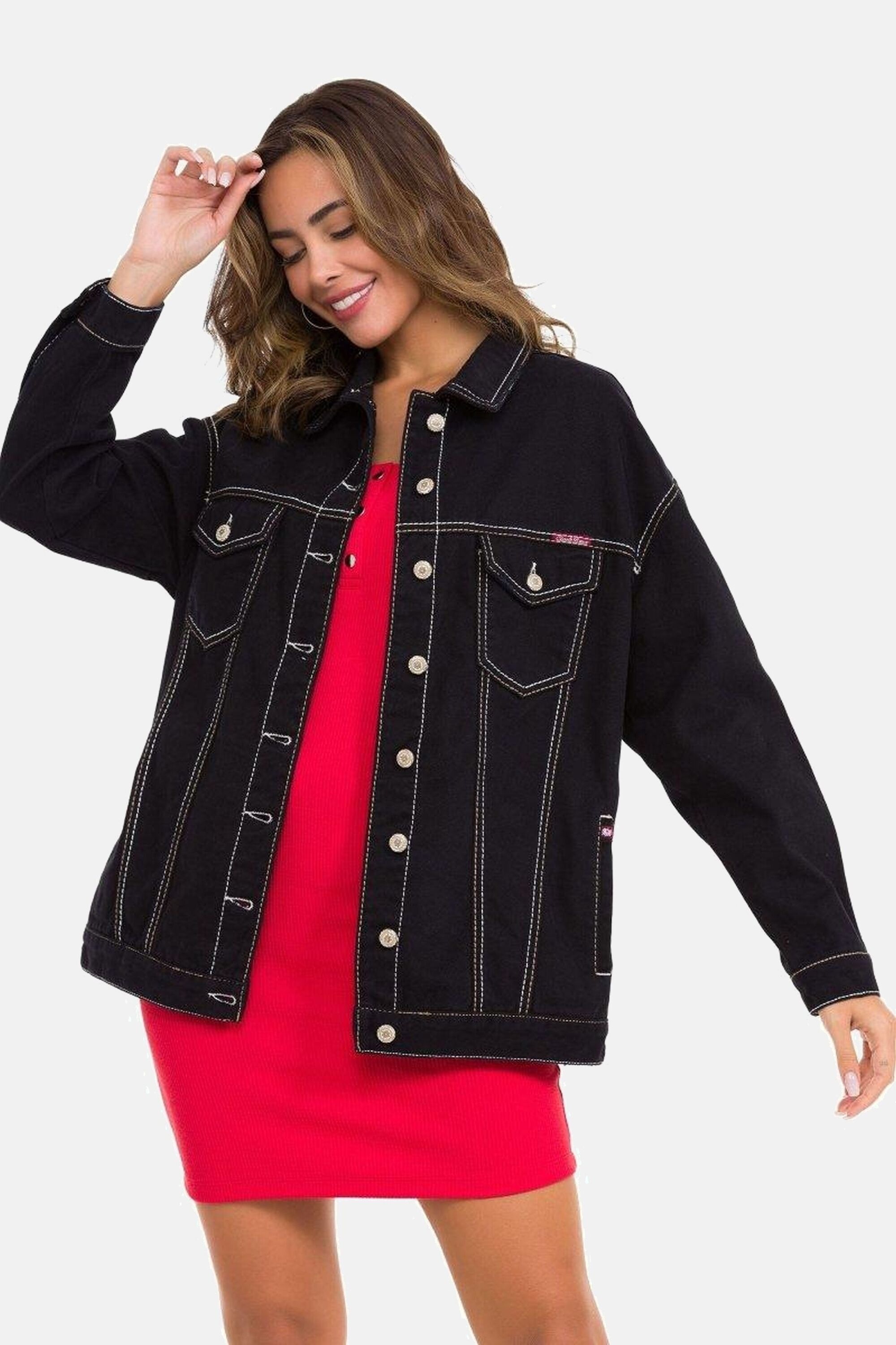 Thumbnail - Cipo & Baxx Jeansjacke "Jeansjacke" ohne Kapuze mit stylischen auffälligen Elementen, WJ211