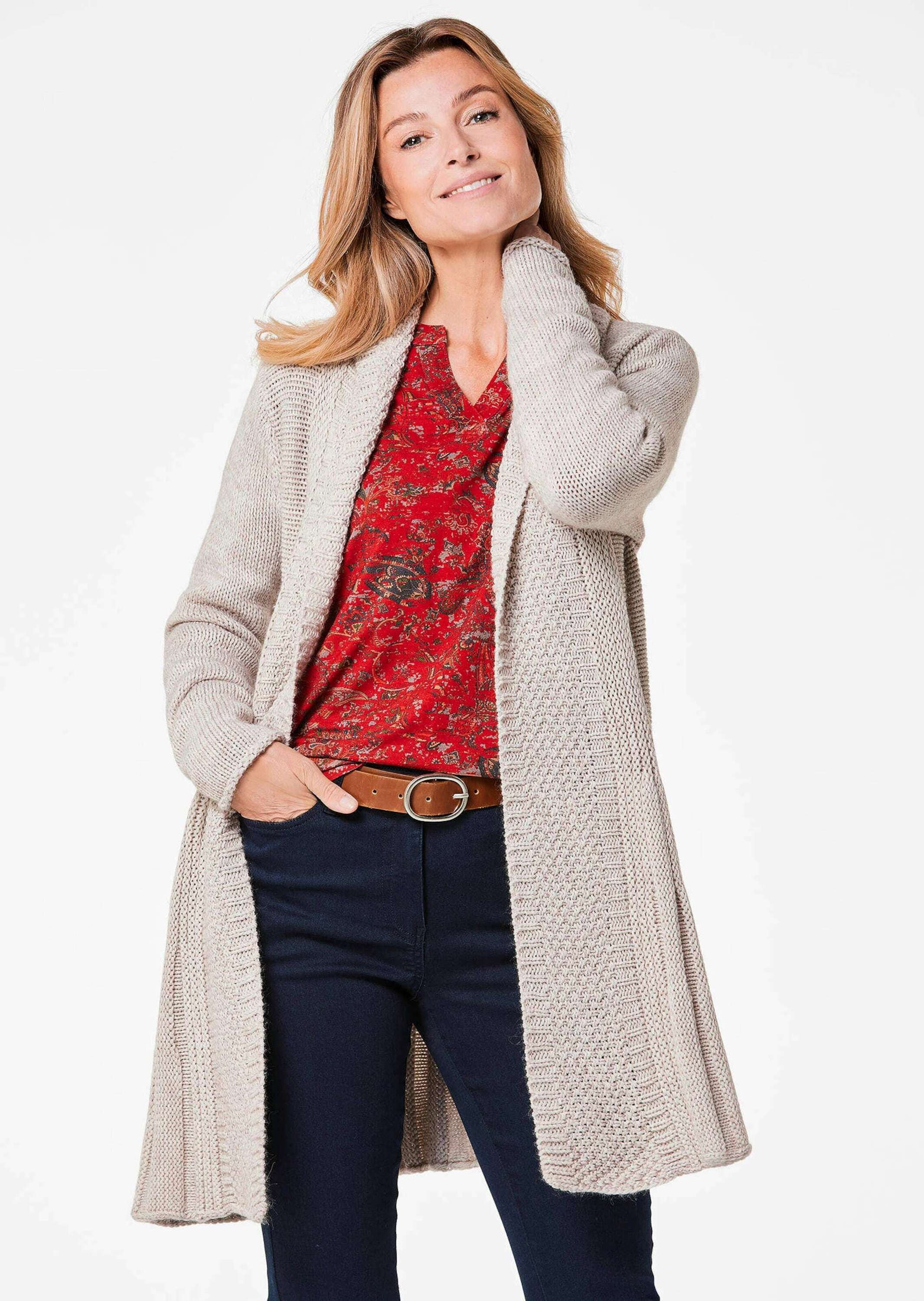 GOLDNER Strickjacke »Longstrickjacke Supersofte ausgestellte Strickjacke«