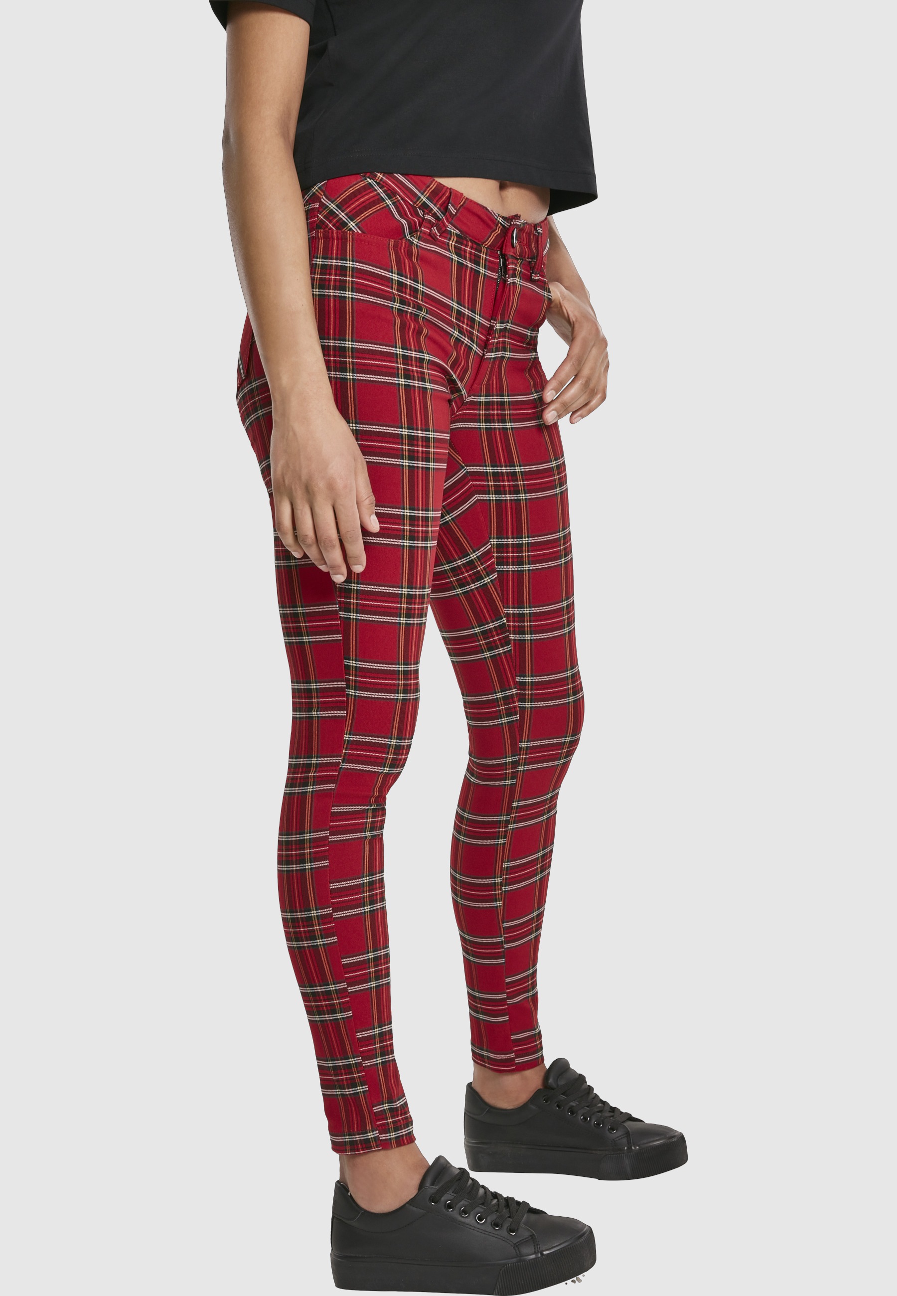 URBAN CLASSICS Stoffhose »Urban Classics Damen Ladies Skinny Tartan Pants«