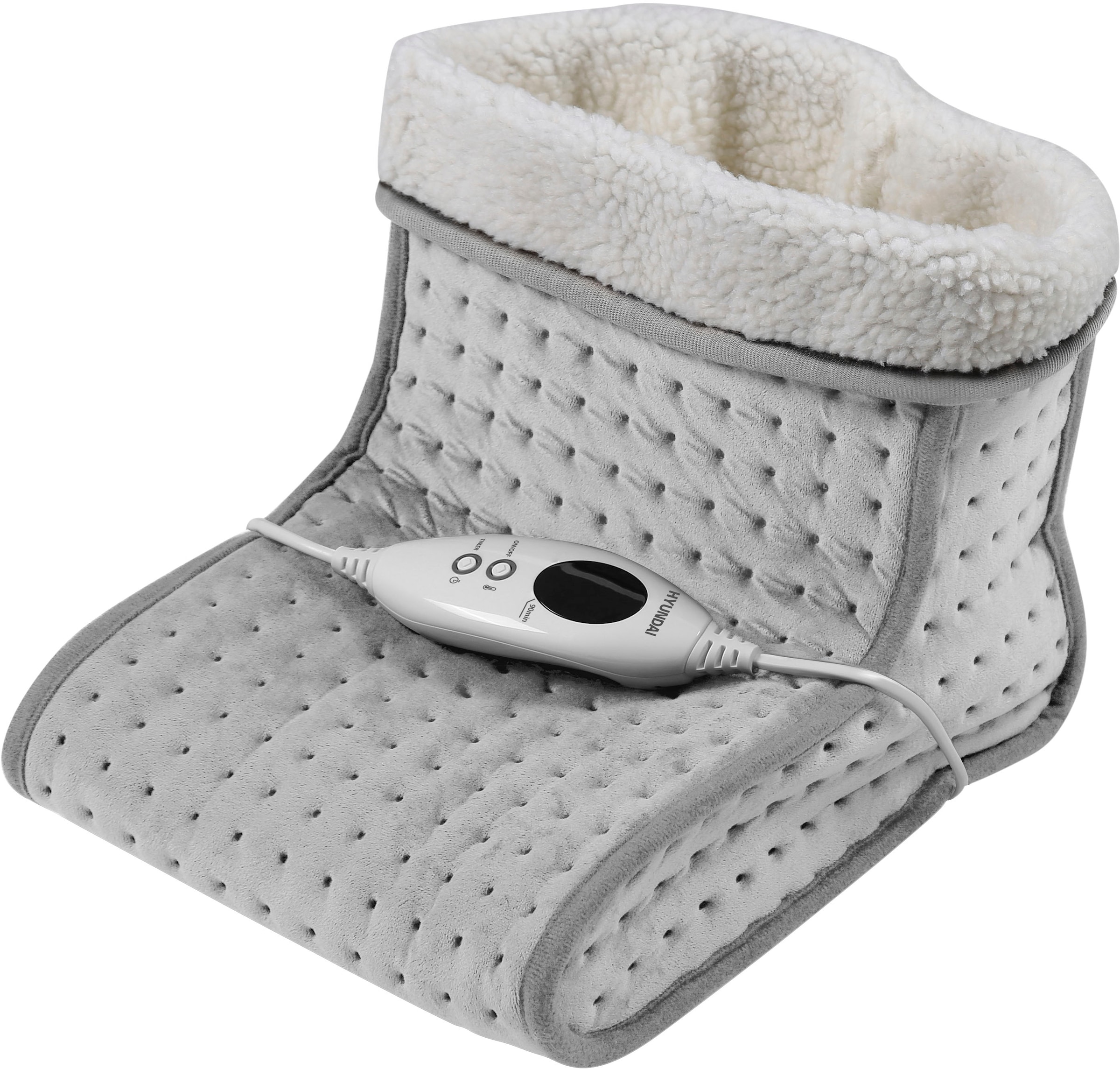 HYUNDAI Elektrofußwärmer "HYUCCH210", grau, Microfleece, B:28,5cm H:24cm T:35cm, Elektrofußwärmer, 6 Heizstufen, von 30C bis 45C, Abschaltautomatik,