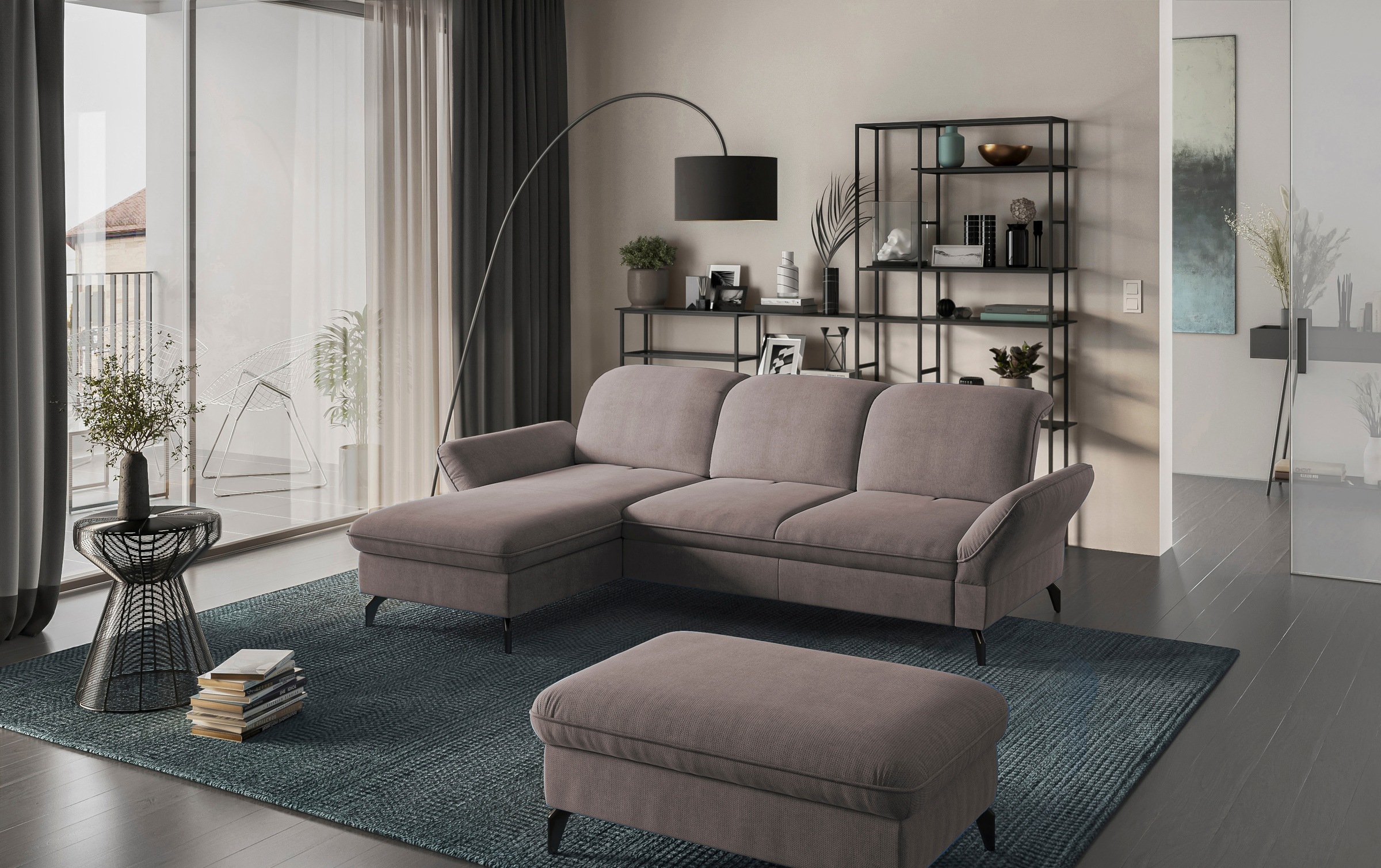 sit&more Ecksofa »Leandro L-Form«, Wahlweise mit Bett-, Kopfteil - und Armlehnfunktion, sowie Bettkasten