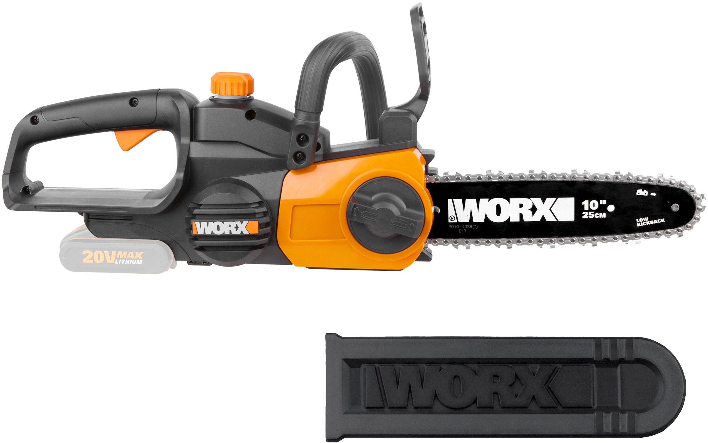 Worx Akku-Kettensäge "WG322E.9", automatische Kettenspannung, ohne Akku und Ladegerät