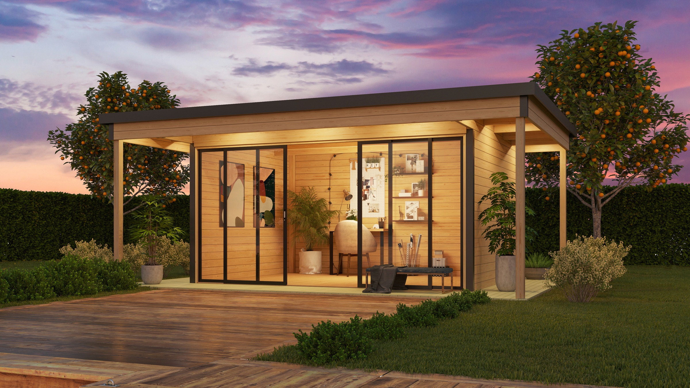 LASITA MAJA Gartenhaus "Domeo 4, Naturbelassen" mit Überdachung günstig online kaufen