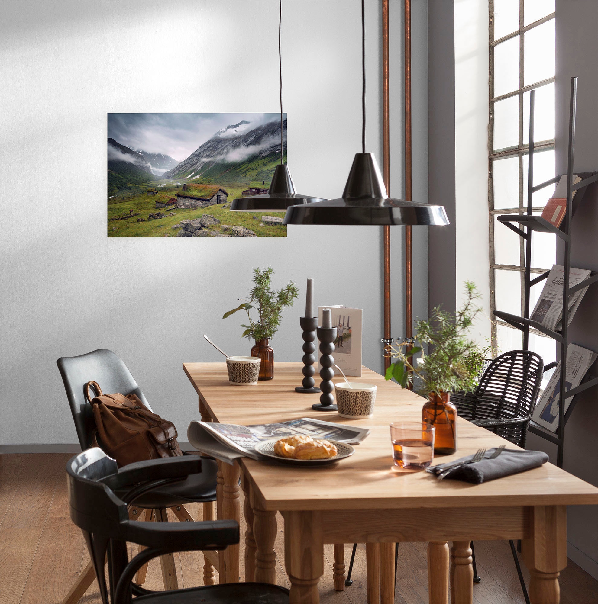 Komar Leinwandbild "Moody Mountains - Größe 60 x 40 cm" Baum  Berge  Blumen günstig online kaufen