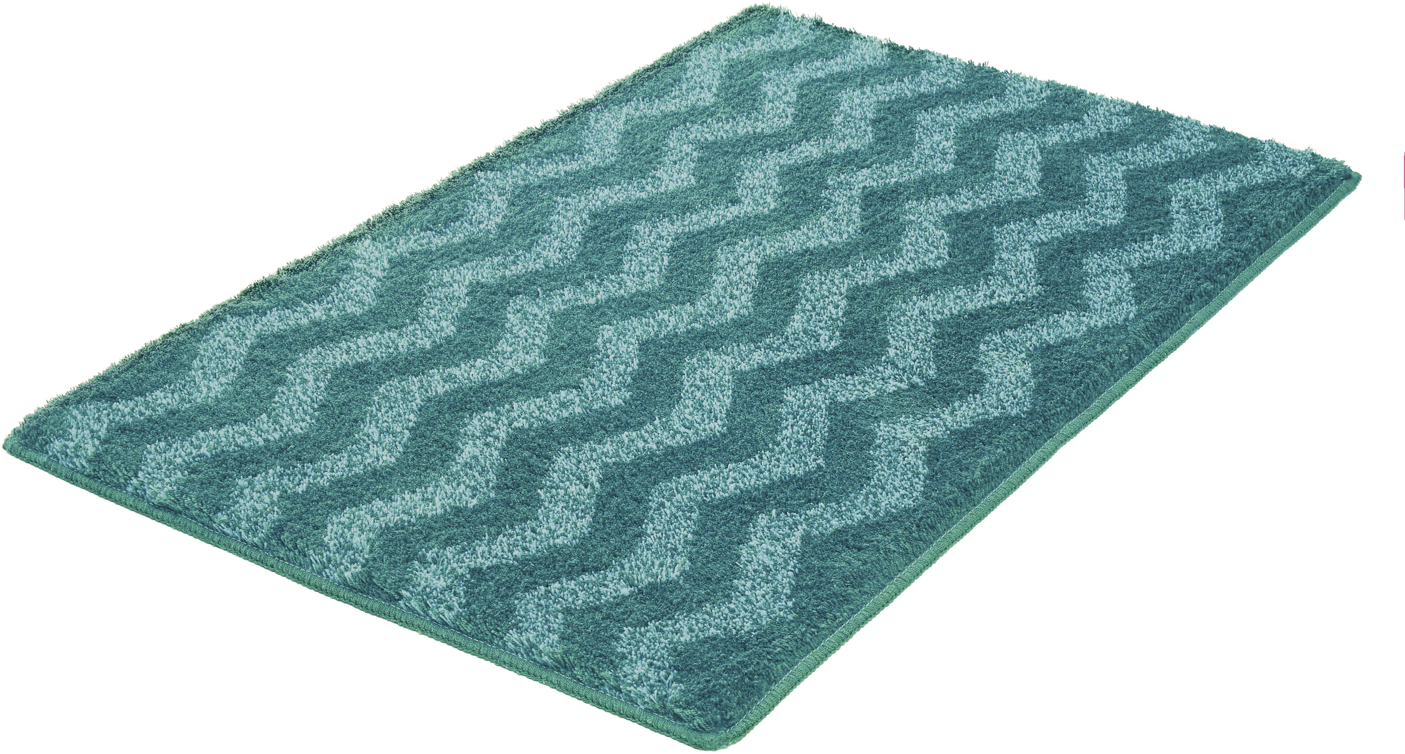 Kleine Wolke ""Zack", Badvorleger, Badezimmer Teppich" Höhe 20 mm rutschhemmend beschichtet fußbodenheizungsgeeignet Badteppich, modernes Zickzack Design, Ton in Ton