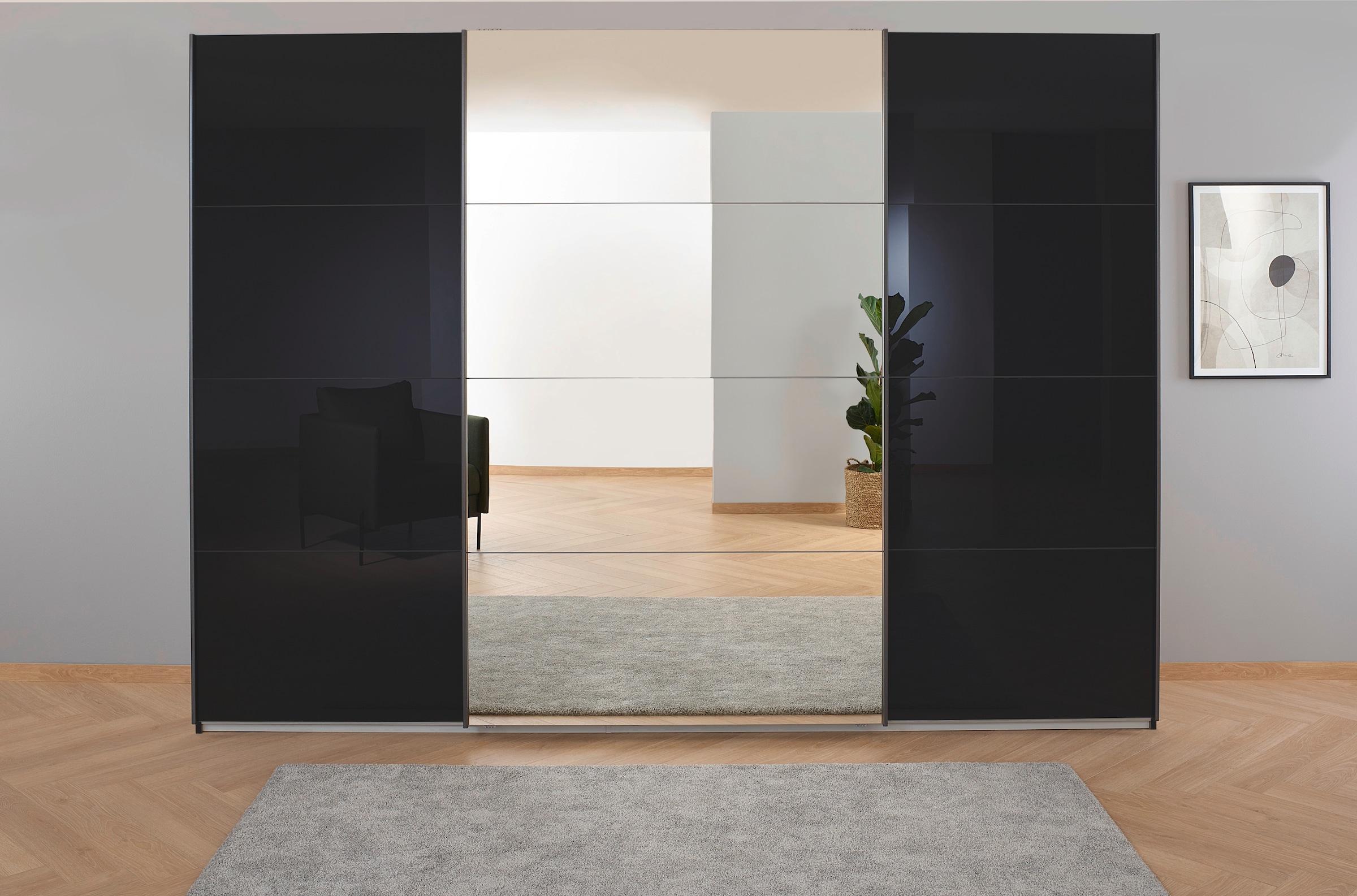 OTTO home "Mehrzweckschrank Aktenschrank Möbel Mietswohnung Schlafzimmer KOLUNA" 3 Ausstattungen BASIC/CLASSIC/PREMIUM (inkl. SOFT-CLOSE-FUNKTION), Breiten 203/271/315/360 cm Höhen 210/229 Glas-Front MADE IN GERMANY
