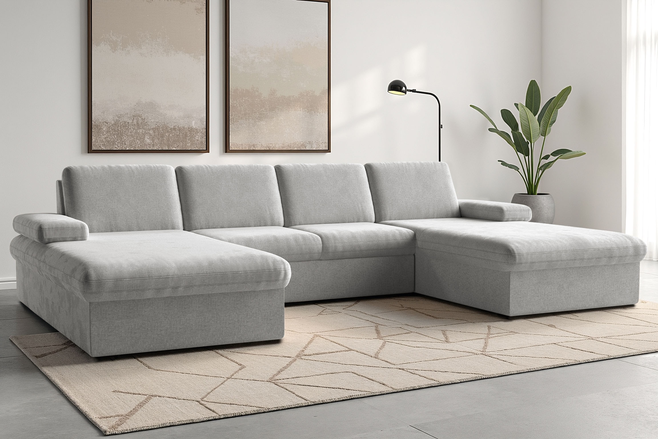 sit&more Wohnlandschaft "Moreno U-Form, B: 309 cm" mit Armteilverstellung, optional Schlaffunktion