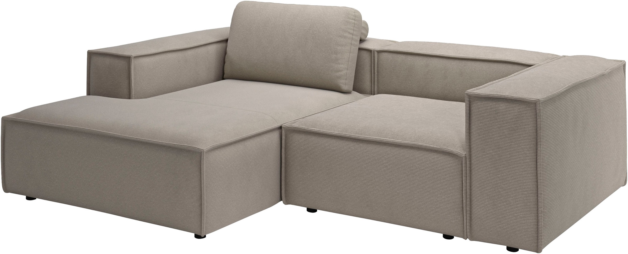 Places of Style Ecksofa »Watertown, kompakte L-Form, 246 cm breite für kleinere Räume«, modernes Ecksofa mit Feincordbezug, platzsparend & bequem