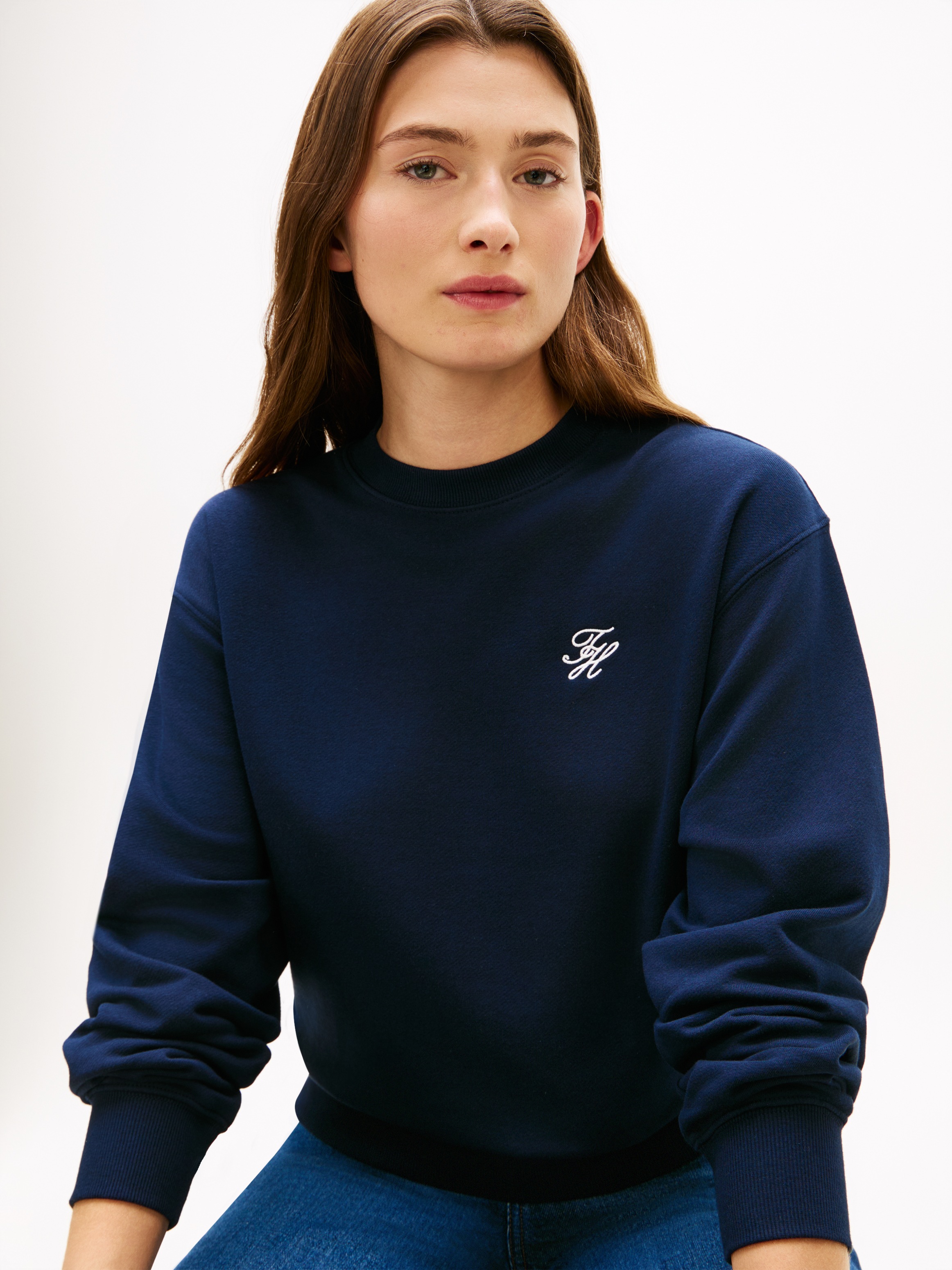 Tommy Hilfiger Sweatshirt "TH SCRIPT REG SWEATSHIRT", mit kleinem Logo-Stic günstig online kaufen