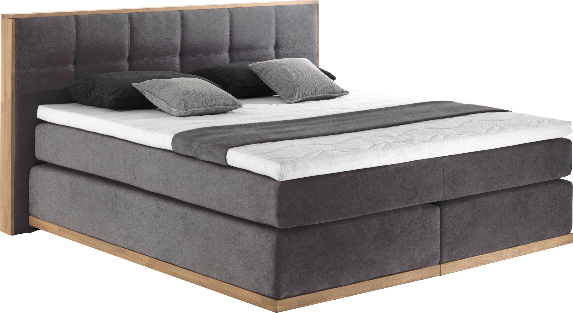 Places of Style Boxspringbett Vinton, aus massiver Eiche, verschiedene Härtegrade