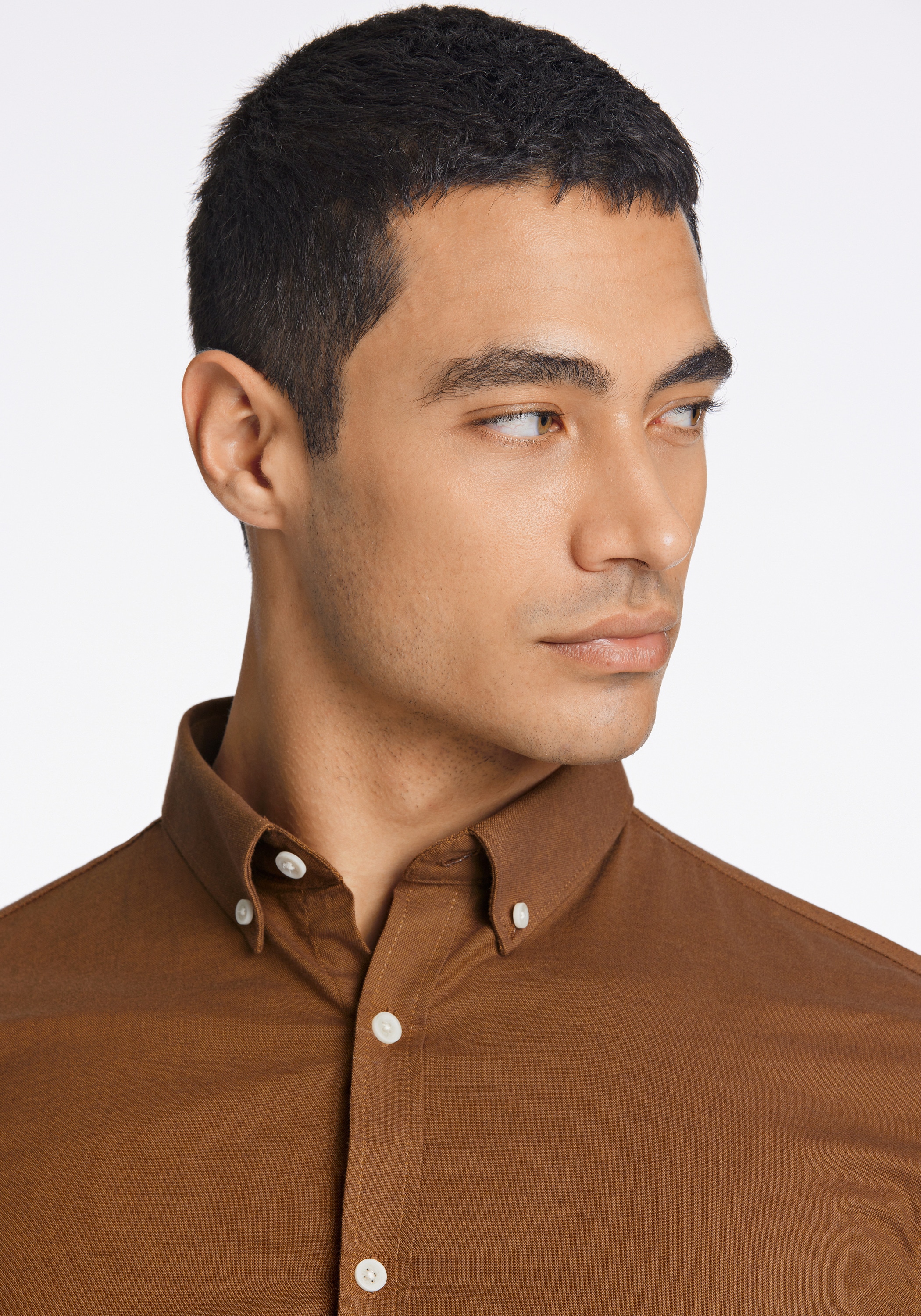 Businesshemd LINDBERGH "Oxford-Hemd Relaxed Fit", Herren, Gr. XL, Normalgrößen, deep braun mix, Obermaterial: 97% Baumwolle, 3% Elasthan, Hemden 2