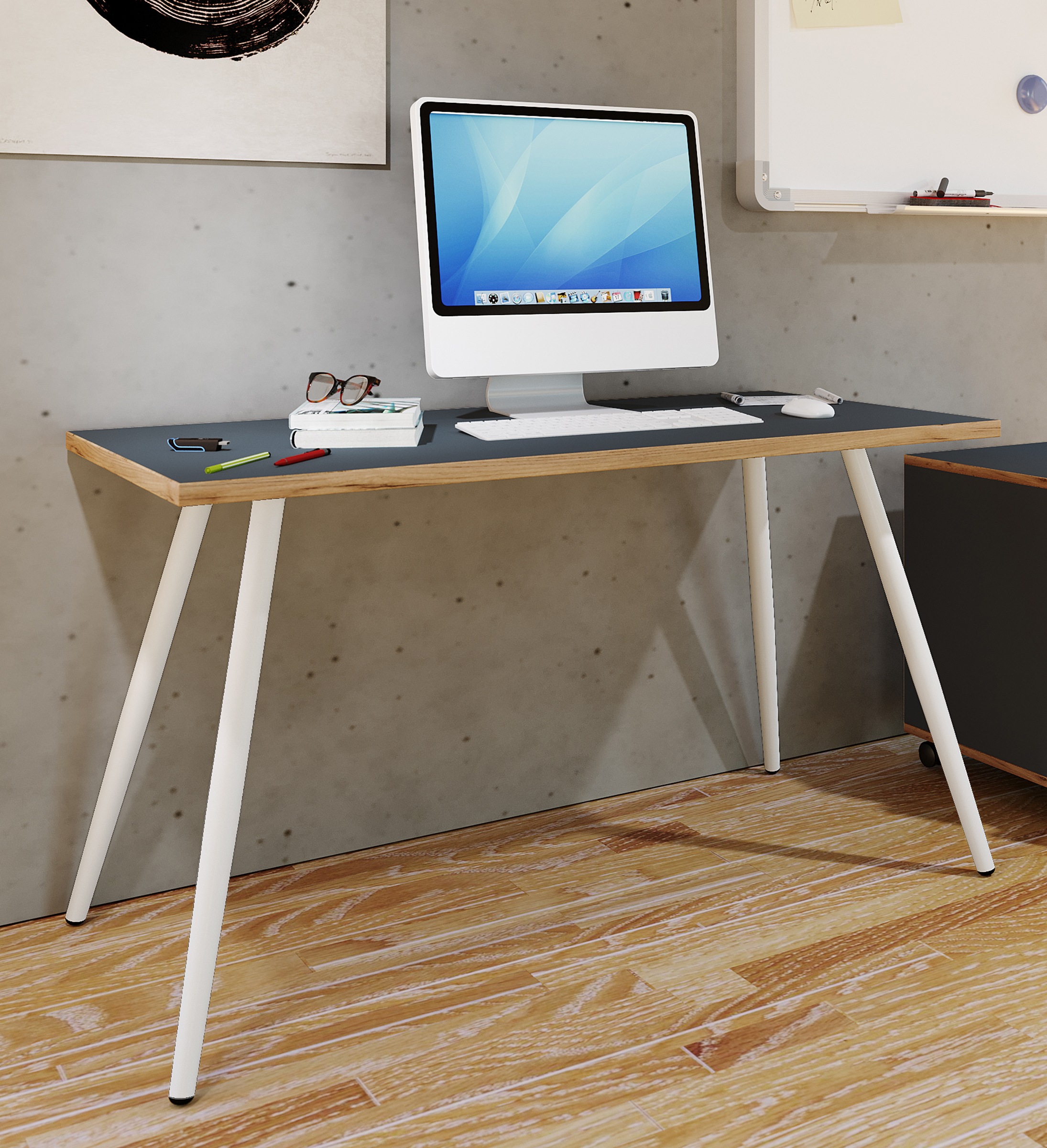 VCM Schreibtisch »VCM Schreibtisch Computertisch Bürotisch Skandanivischer Retro Look Salia 138x80 cm«, (Salia)