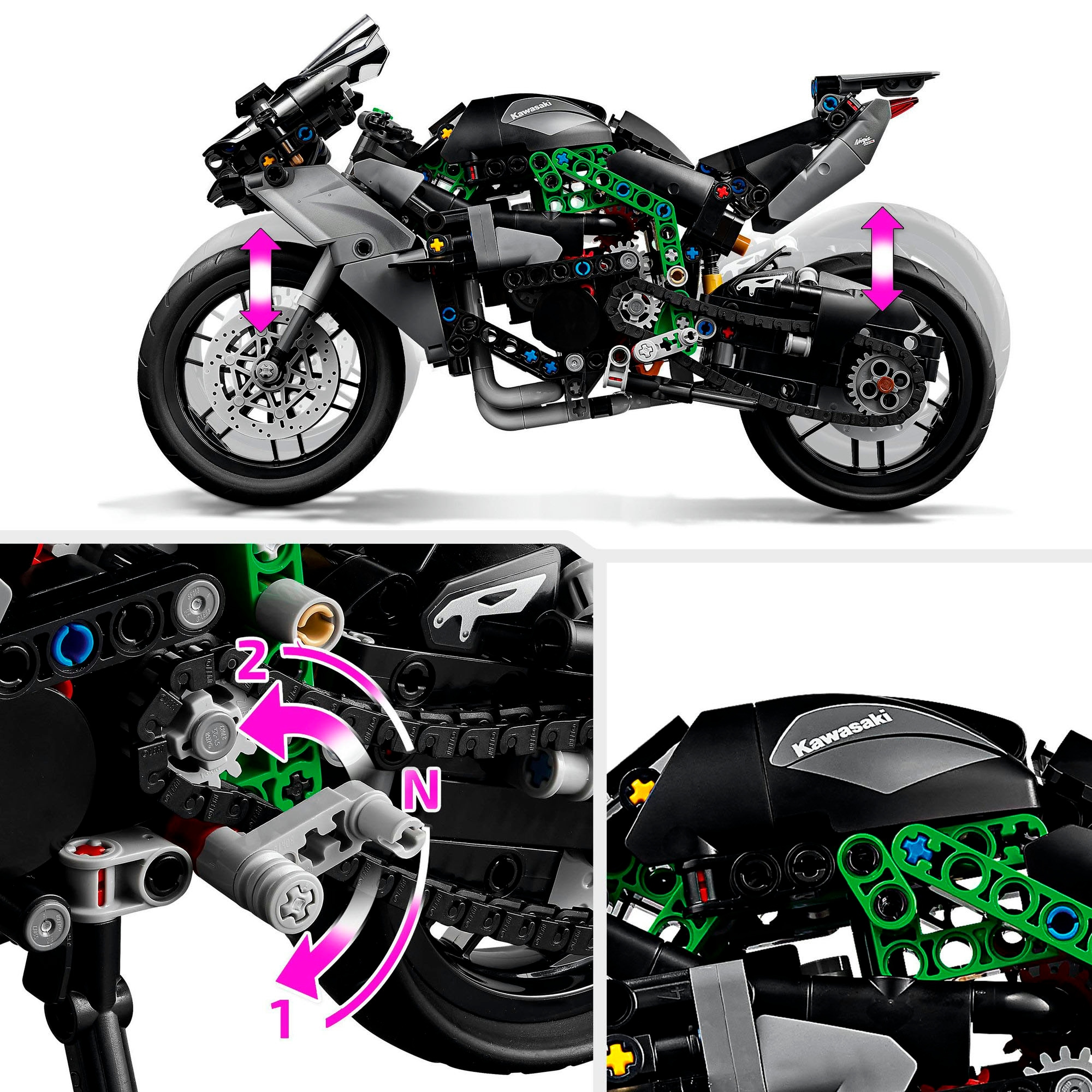 LEGO® Konstruktionsspielsteine »Kawasaki Ninja H2R Motorrad (42170), LEGO® Technic«, (643 St.), Made in Europe