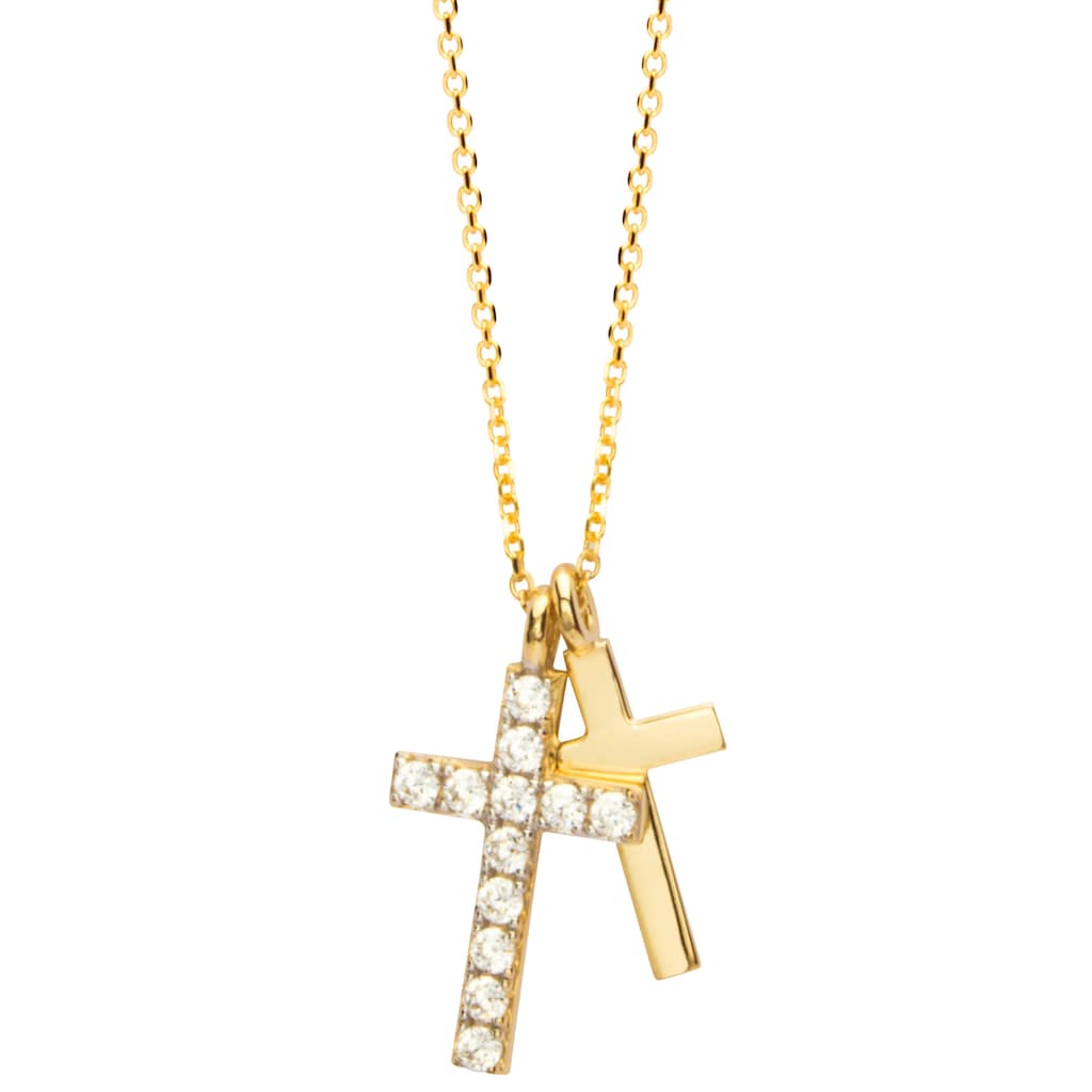 NANA KAY Kette mit Anhänger »Halskette Gold, Kreuz, Glitzersteine FG083S«