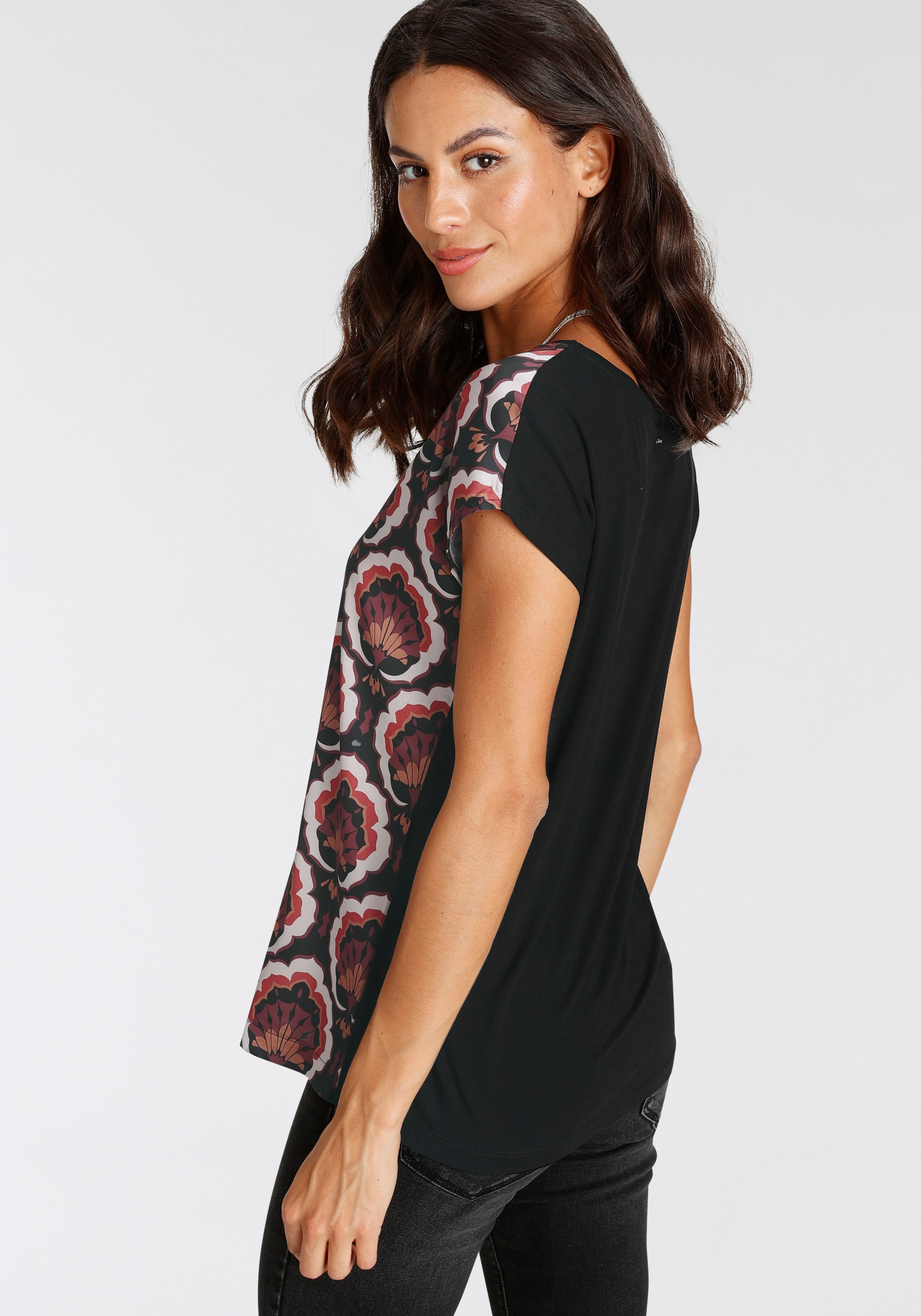 BAUR kaufen - aus Shirtbluse, Laura DRUCKE online glänzendem | NEUE Scott Satin