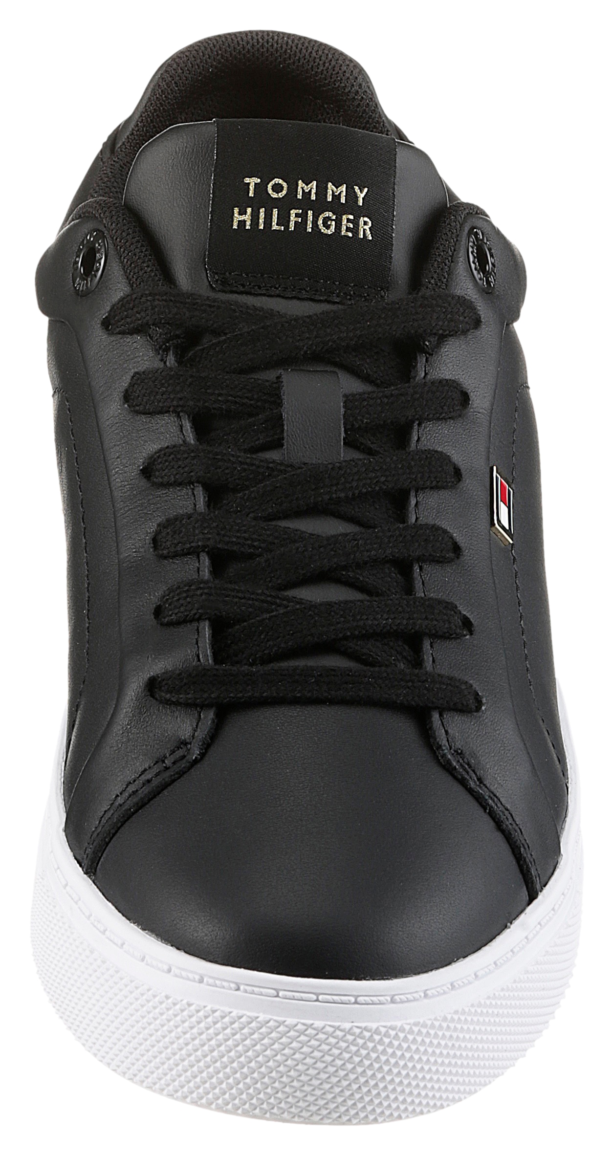 Tommy Hilfiger Plateausneaker »WOMENS ICON COURT SNEAKER FLAG«, Freizeitschuh, Schnürschuh, Halbschuh mit gepolstertem Schaftrand