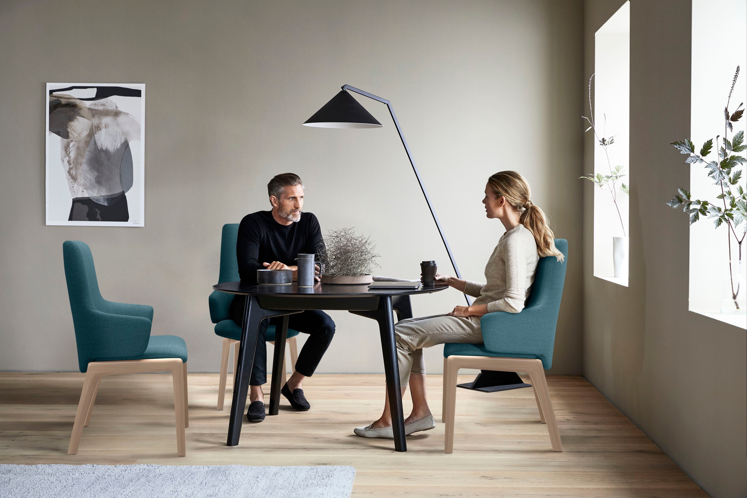 Stressless® Polsterstuhl »Laurel«, ROHLEDER Stoff Q2 FARON, High Back mit Armlehne, Größe L, mit abgerundeten Beinen in Eiche