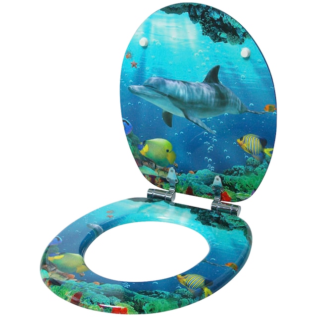 Sanilo Badaccessoire-Set »Delphin Korallen«, (Komplett-Set, 3 tlg.),  bestehend aus WC-Sitz, Badteppich und Waschbeckenstöpsel bestellen | BAUR