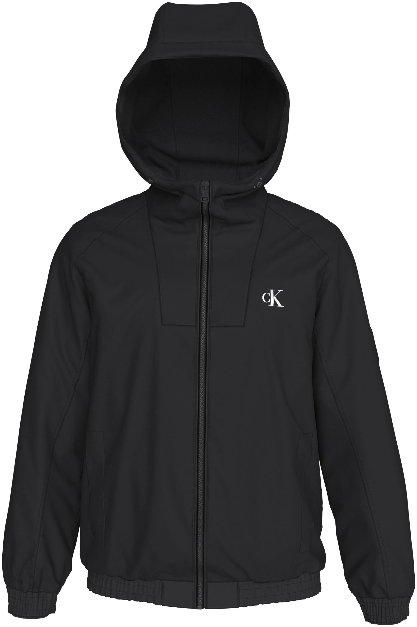 Outdoorjacke »UNPADDED HOODED HARRINGTON«, mit Kapuze, mit Calvin Klein Logo-Badge